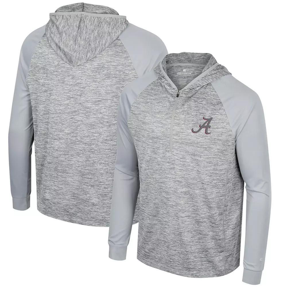 Men's Colosseum Gray Alabama Crimson Tide Cybernetic Raglan Quarter-Zip Hooded Top,  Product Image