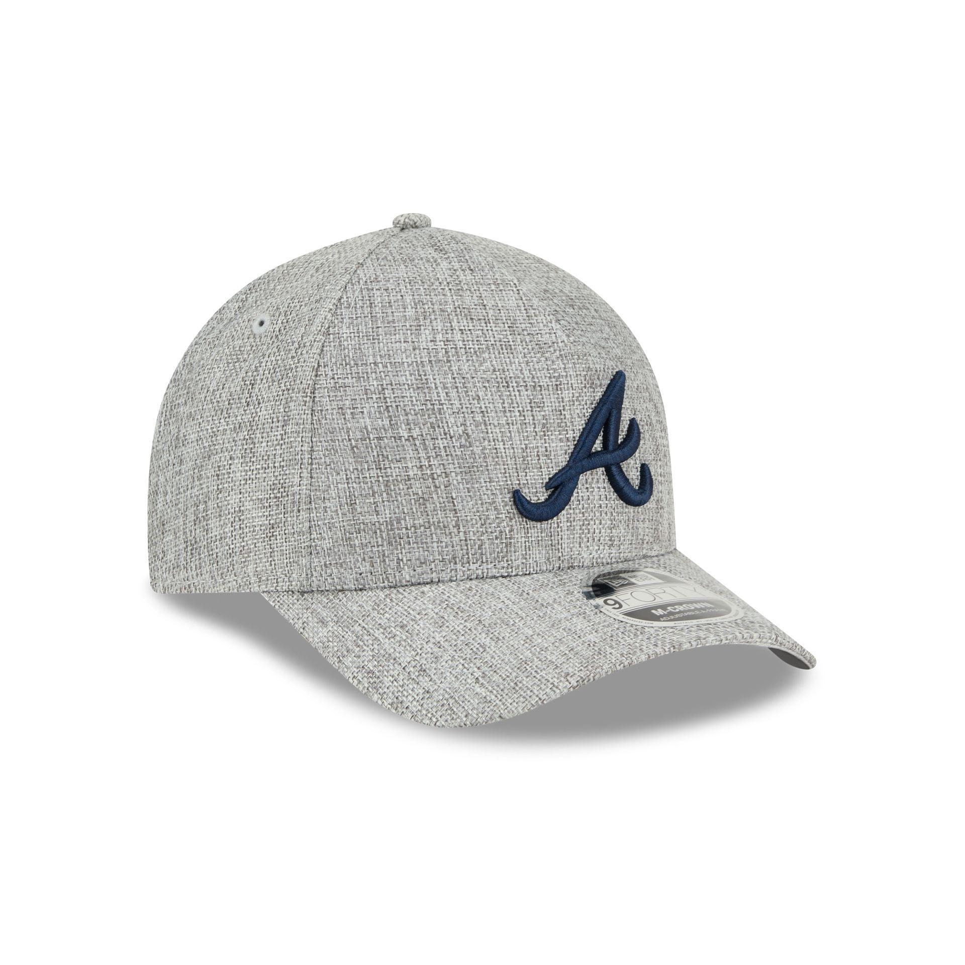 Atlanta Braves Cotton Weave Gray 9FORTY M-Crown A-Frame Snapback Hat Male Product Image
