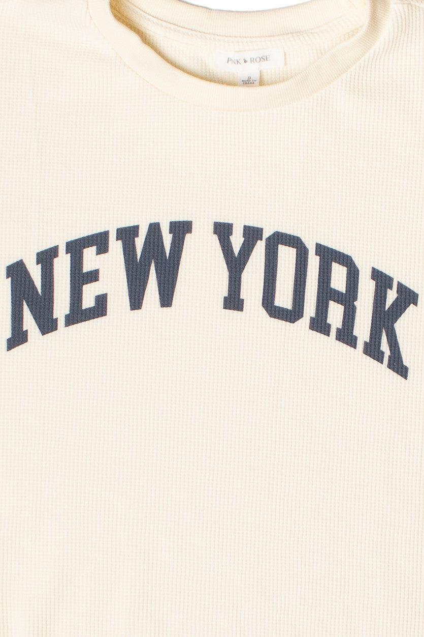 Waffle Knit New York Crop Top Product Image