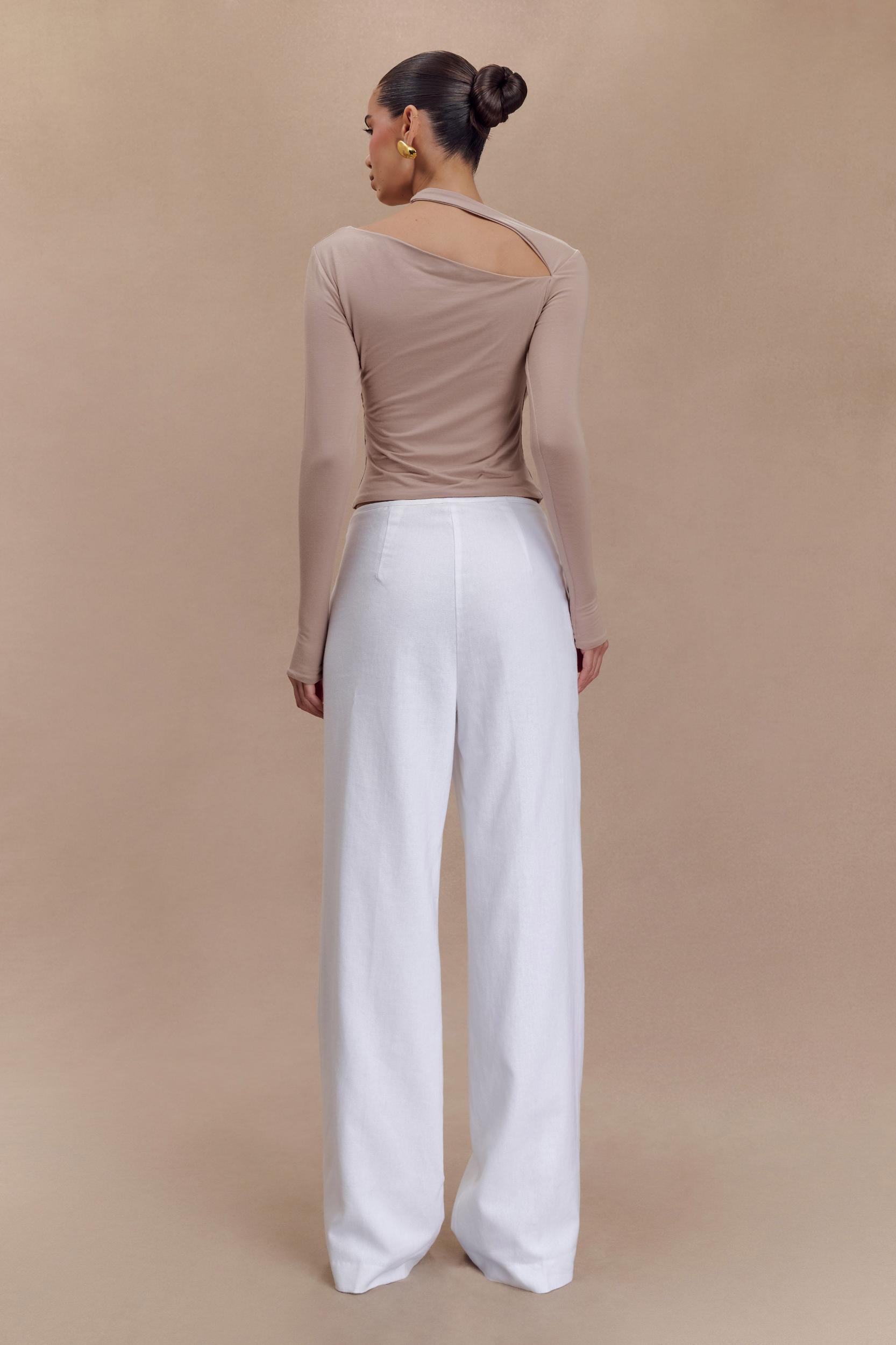 Sasha Modal Long Sleeve Top With Cut Out - Mushroom Product Image