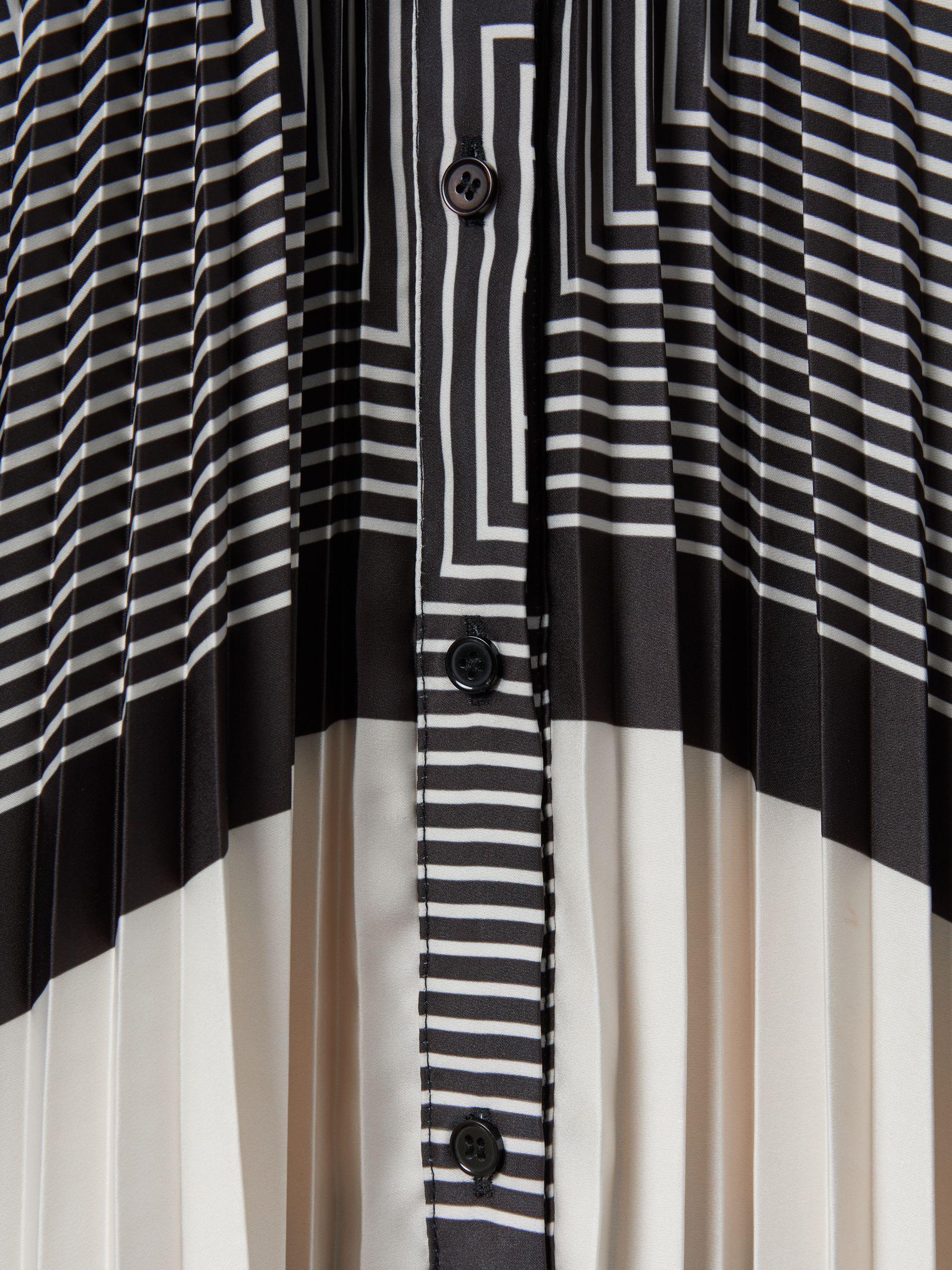 Printed Pleated Mini Dress in Black/White Product Image