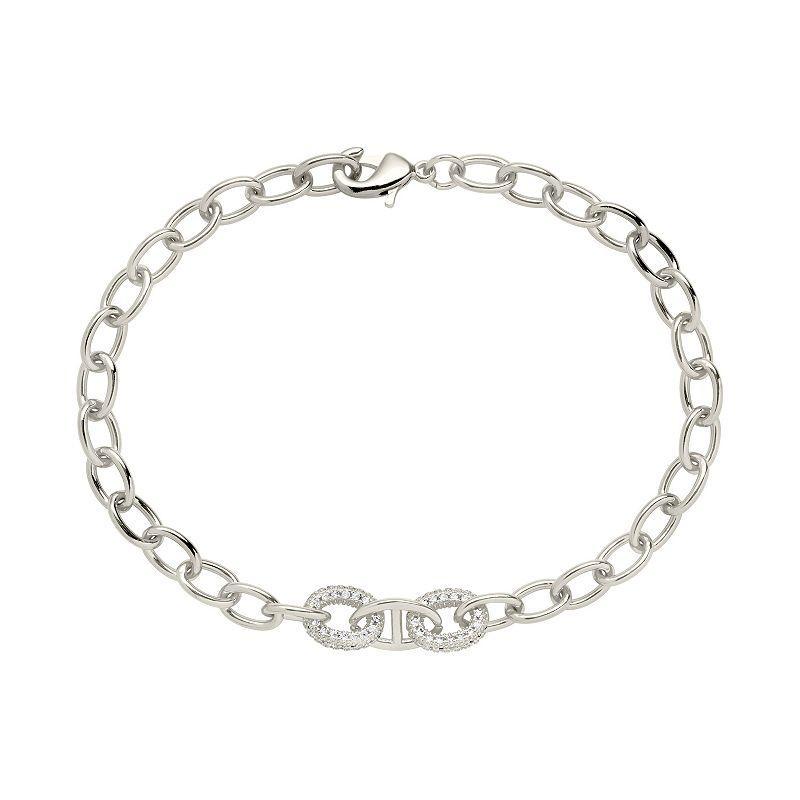 MC Collective Cubic Zirconia Bold Link Bracelet, Womens, Silver Tone Product Image