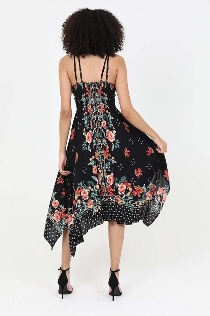 V Neck Hanky Hem Midi Dress Product Image