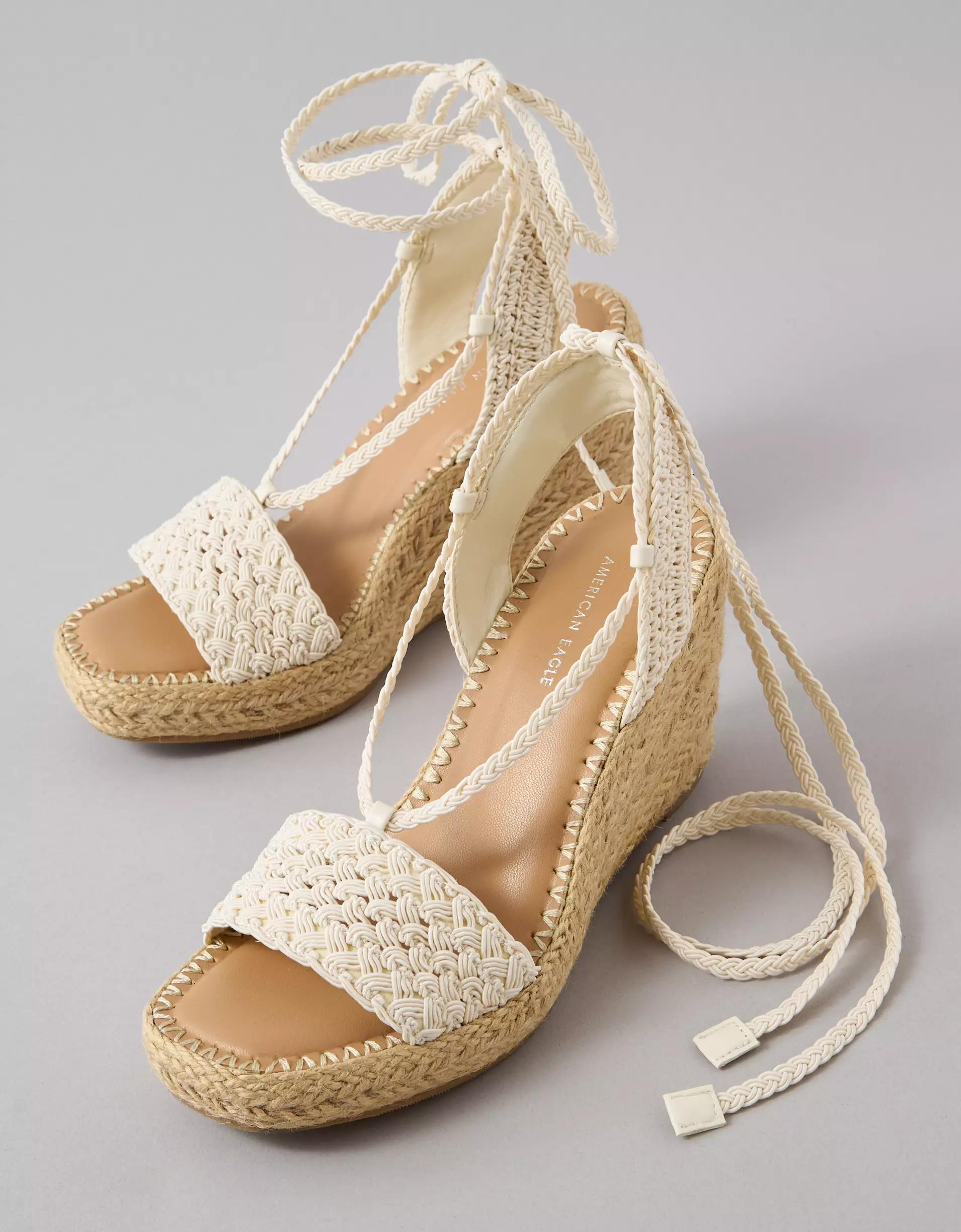 AE Crochet Espadrille Wedge Sandal Product Image
