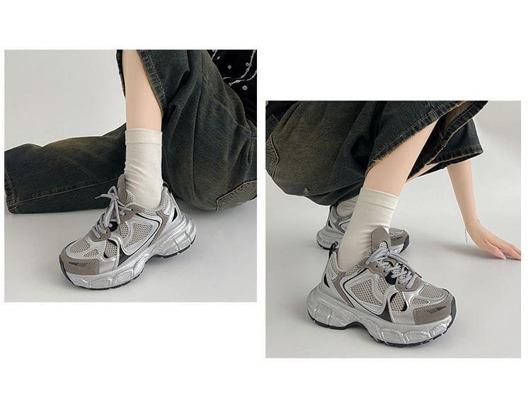 Platform Panel Mesh Sneakers Product Image