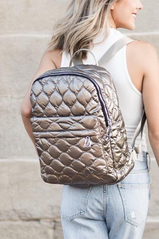 Jade Metallic Puffer Backpack Product Image