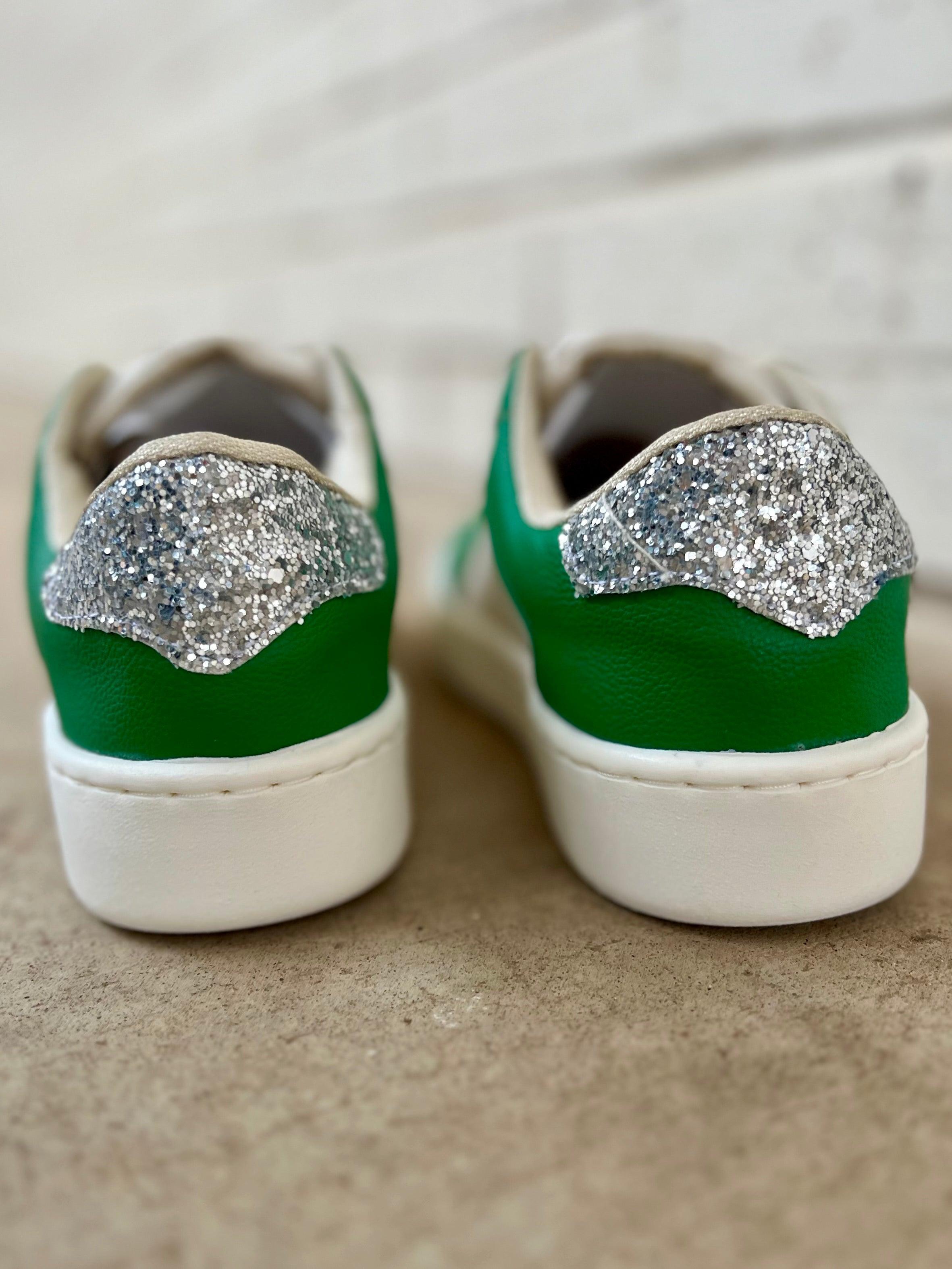 Green & Silver Game Day Sneakers Product Image