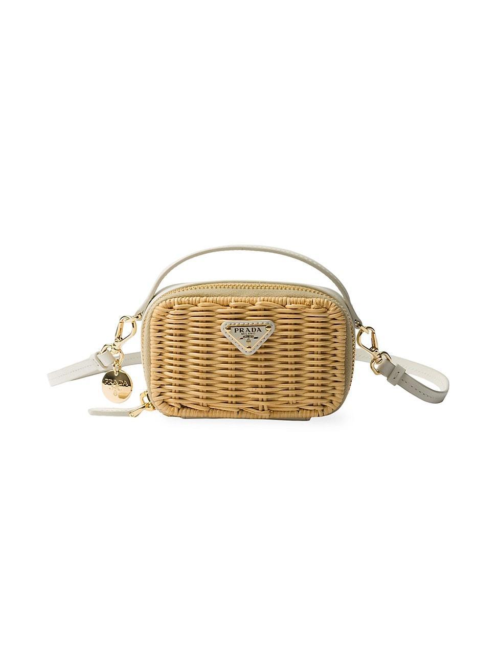 Womens Wicker and Leather Mini-Pouch Product Image