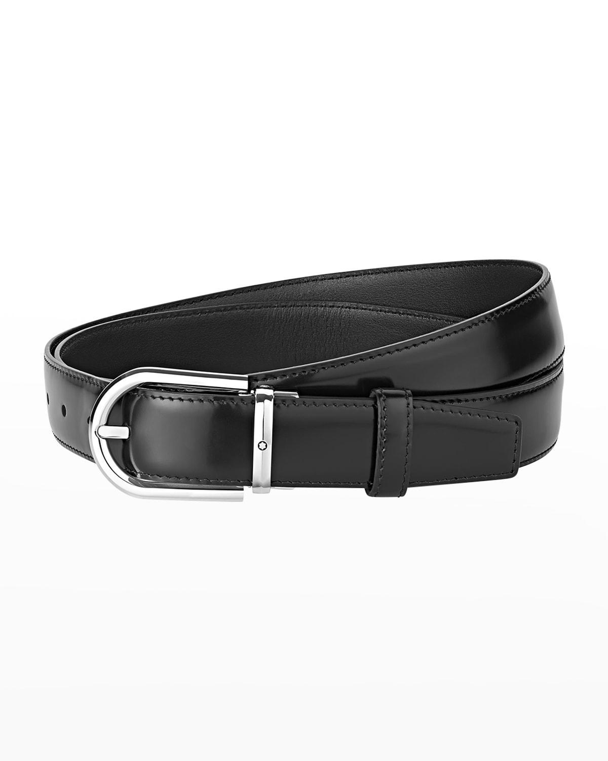 Mens Round Buckle Leather Belt Product Image