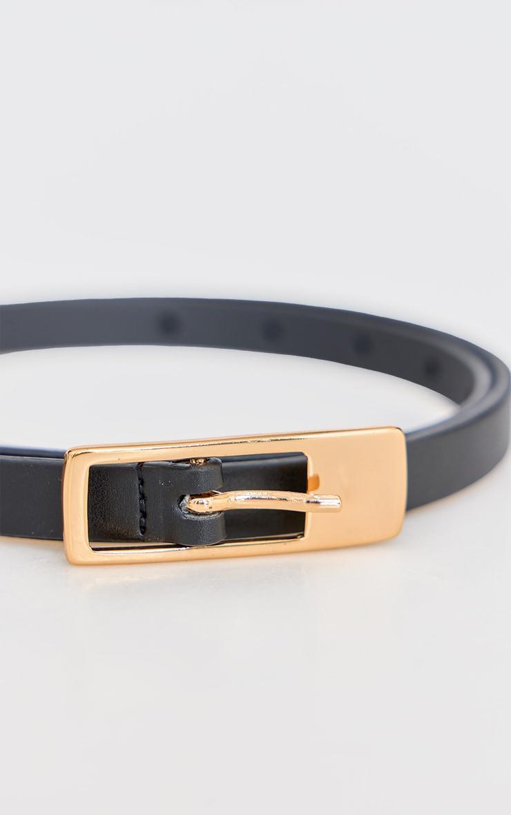 Black PU Square Buckle Skinny Belt Product Image