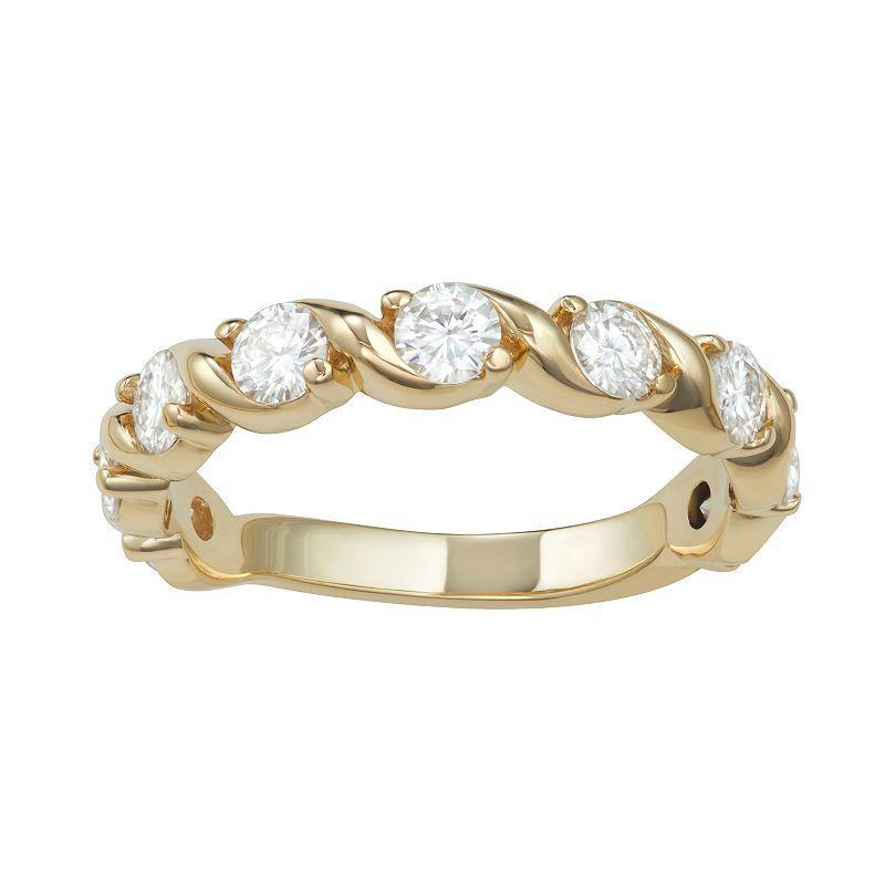 Charles & Colvard 14k Gold 9/10 Carat T.W. Lab-Created Moissanite Twisted Band, Women's, Size: 8, Yellow Product Image