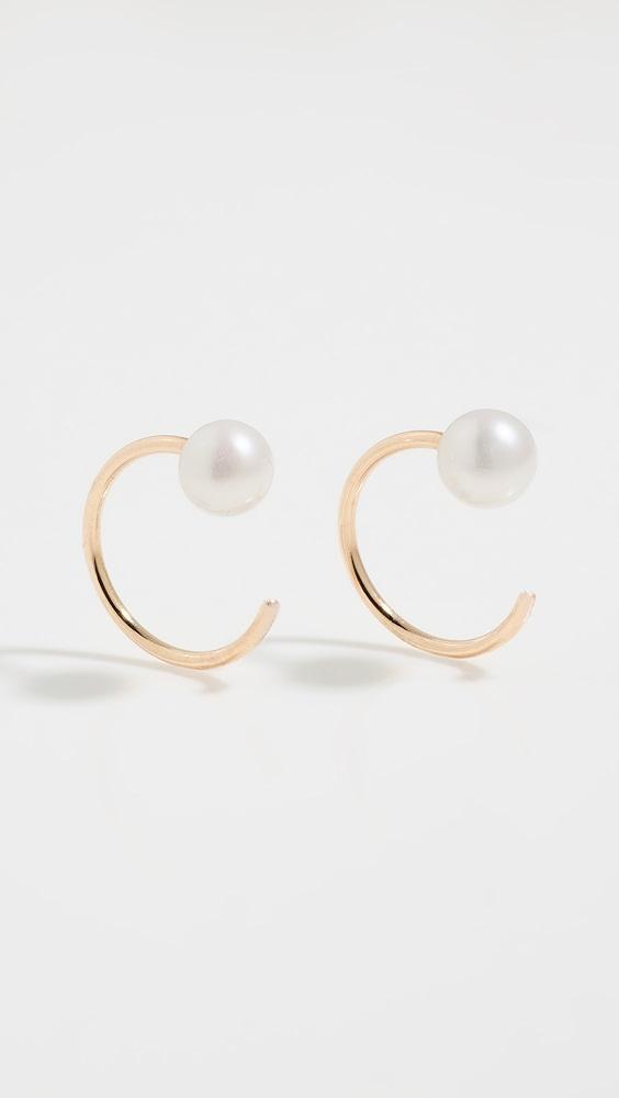 Zoe Chicco 14k Gold Reversible Pearl Huggie Hoop Earrings | Shopbop Product Image