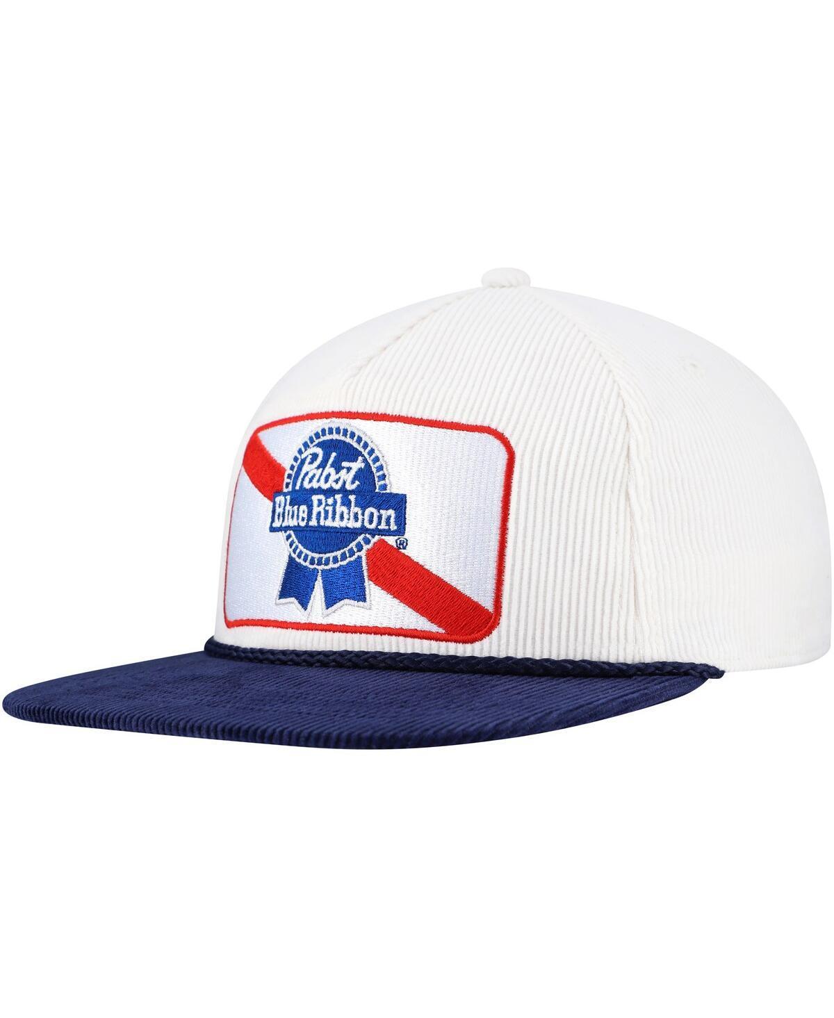 Lids Mens White Pabst Blue Ribbon Corduroy Rope Golf Snapback Hat - White, Navy Product Image