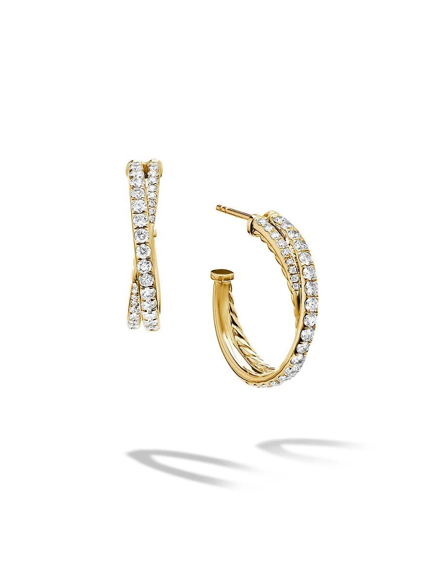 Womens Pav Crossover Hoop Earrings In 18K White Gold With Diamonds Product Image