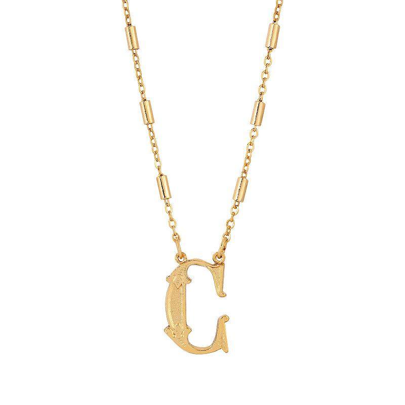 1928 Gold Tone Initial Necklace, Womens, Yellow L Product Image