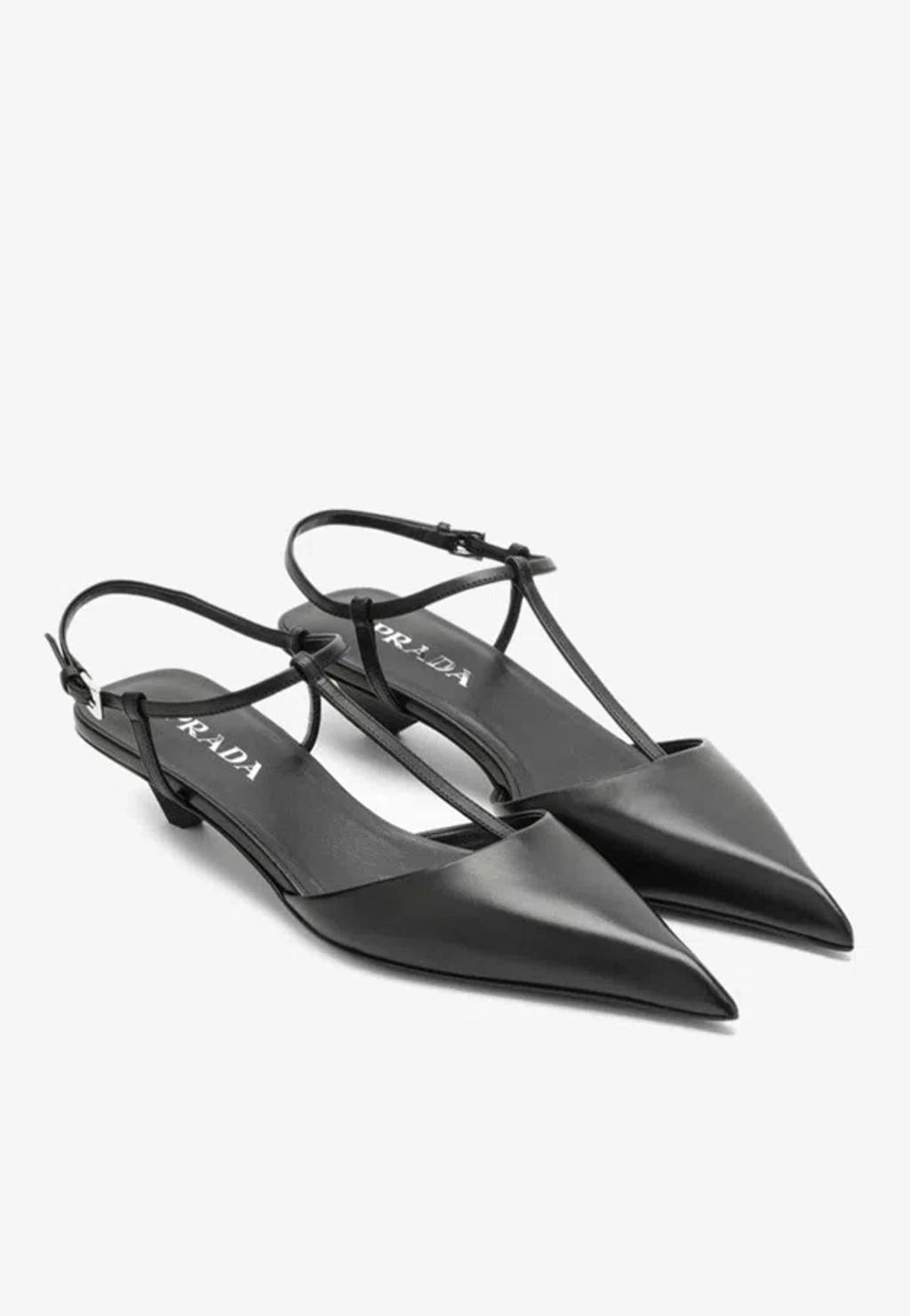 35 Leather Slingback Pumps In Black Product Image