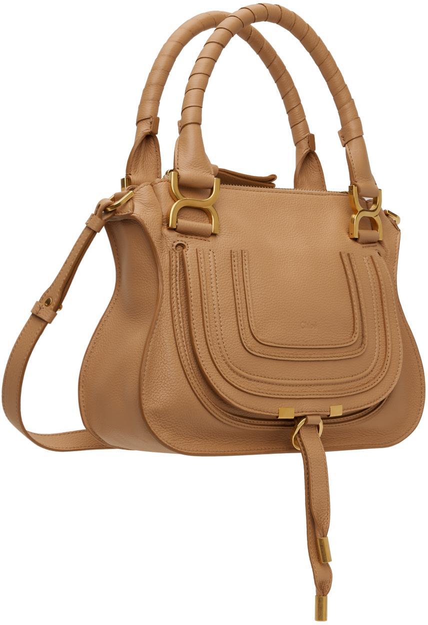 CHLOÉ Tan Small Marcie Bag In Beige Product Image