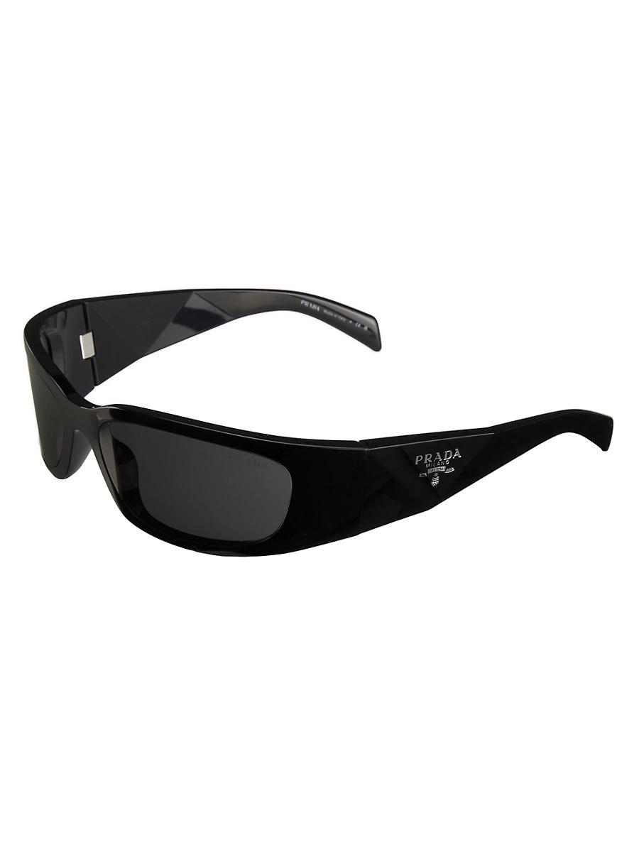 Men's Plastic Rectangle Wrap Sunglasses Product Image