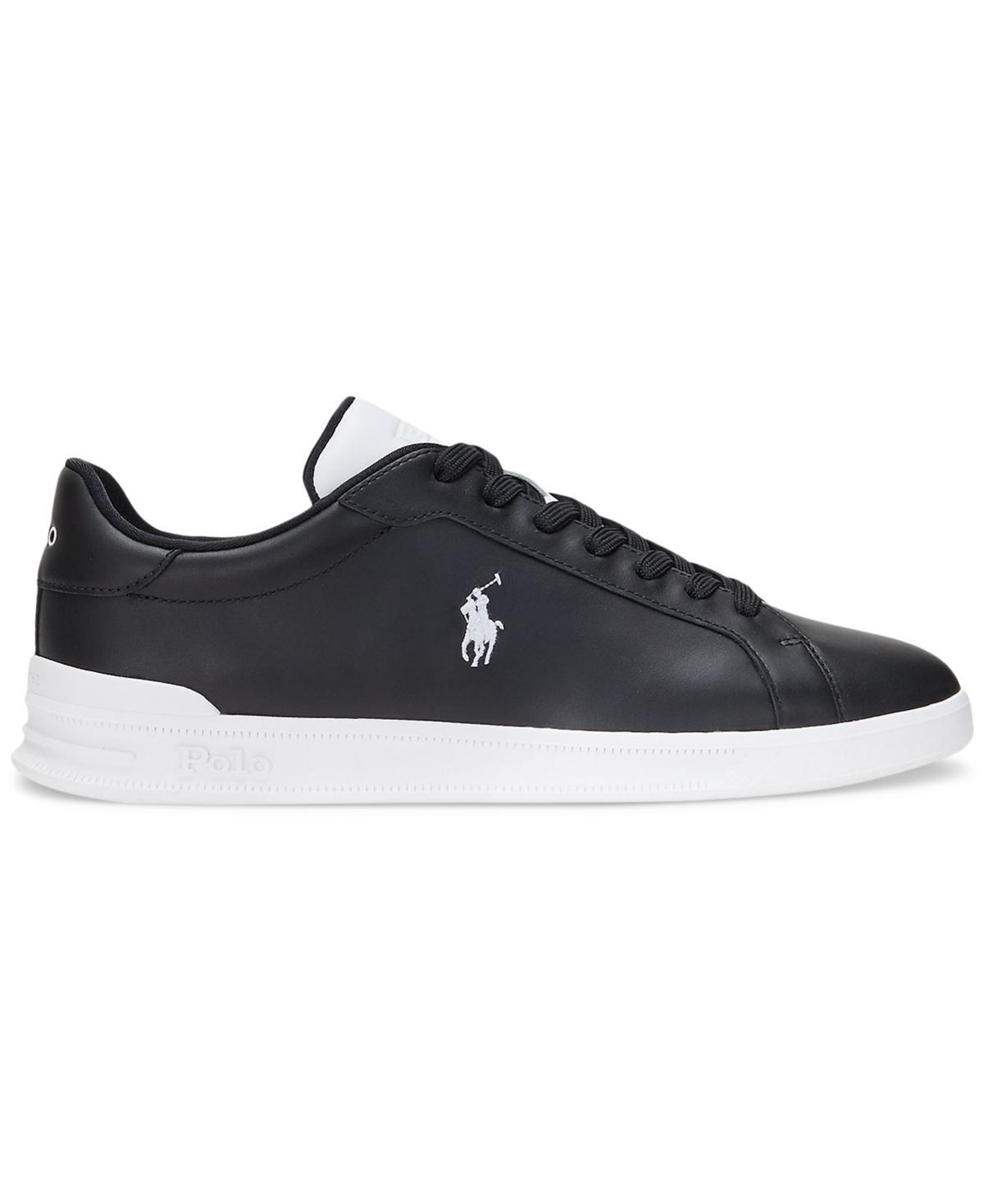 POLO RALPH LAUREN Men's Heritage Court Ii Leather Lace-up Sneakers In Black,white Product Image