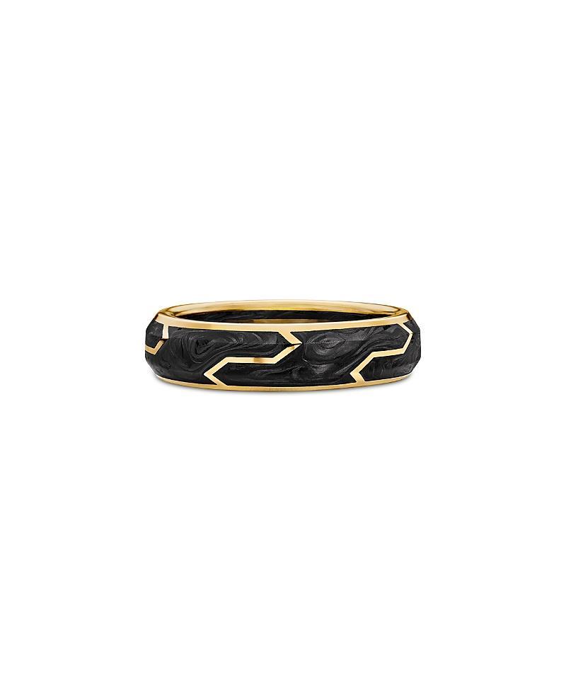 Mens Forged Carbon Band Ring with 18K Yellow Gold Product Image