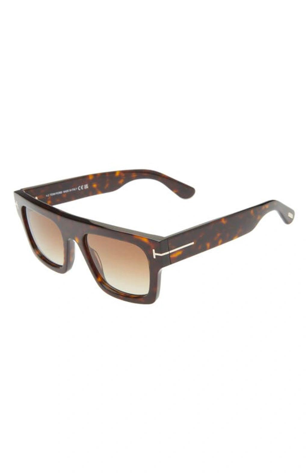 TOM FORD Fausto 53mm Geometric Sunglasses In Dark Havana Product Image