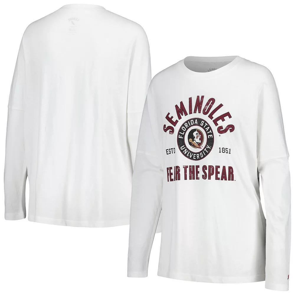 Women's League Collegiate Wear White Florida State Seminoles Clothesline Oversized Long Sleeve T-Shirt, Size: Large Product Image