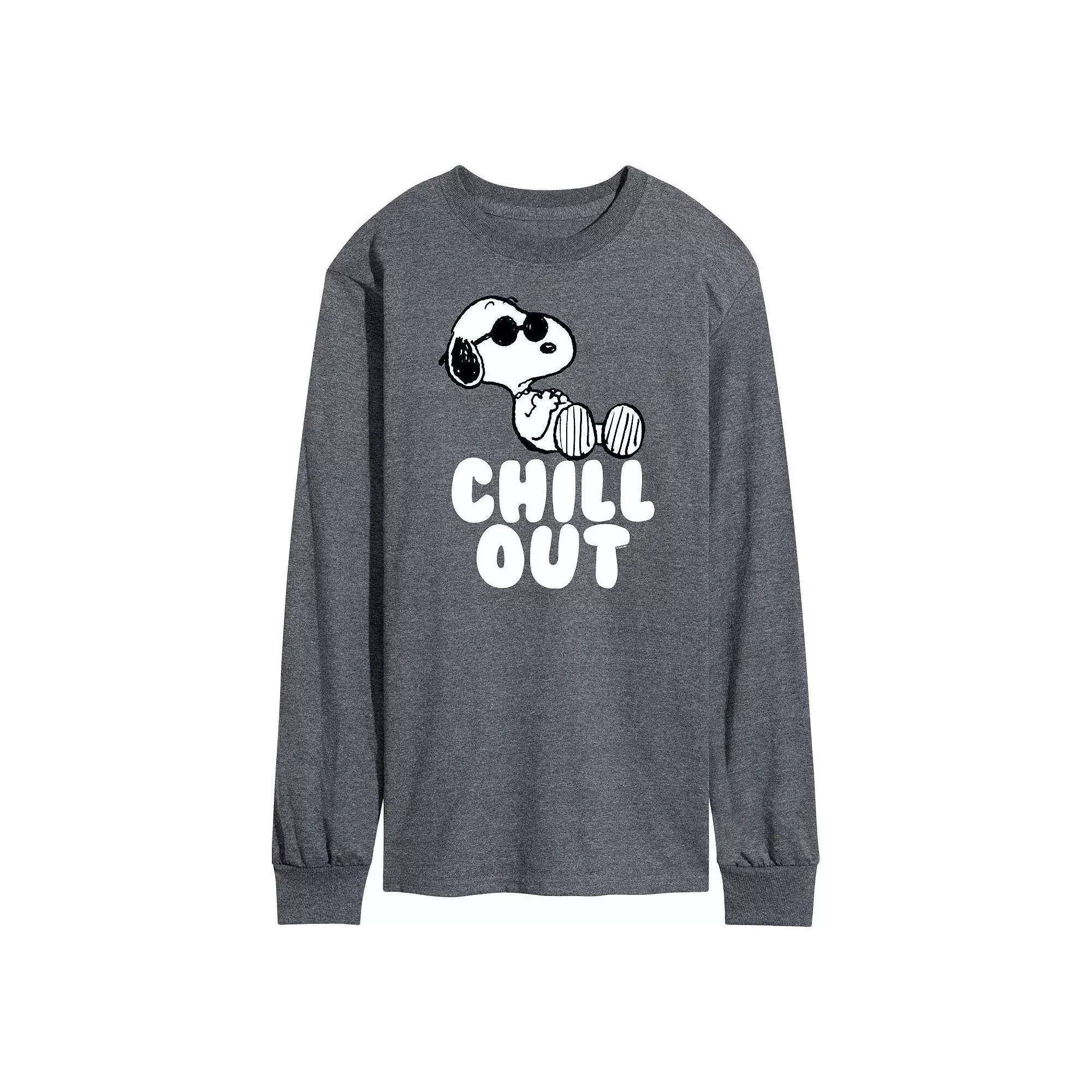 Men's Peanuts Chill Out Long Sleeve Graphic Tee,  Product Image