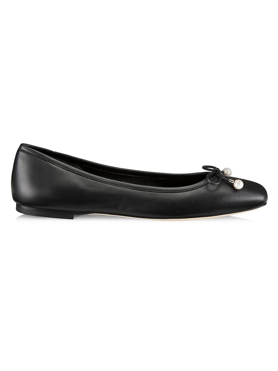 Elme Leather Bow Ballerina Flats Product Image