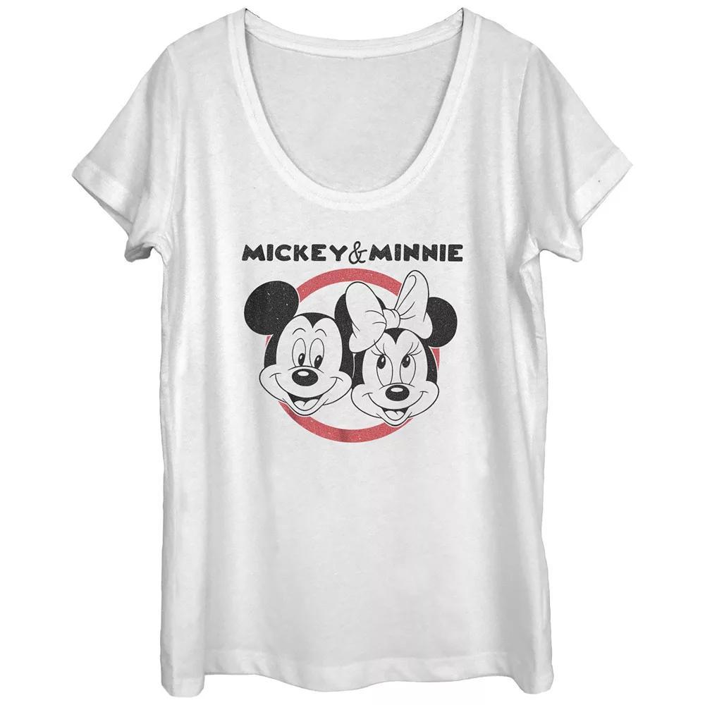 Disney's Mickey Mouse And Minnie Classic Couple Scoop Neck Juniors' Graphic Tee, Women's,  Product Image