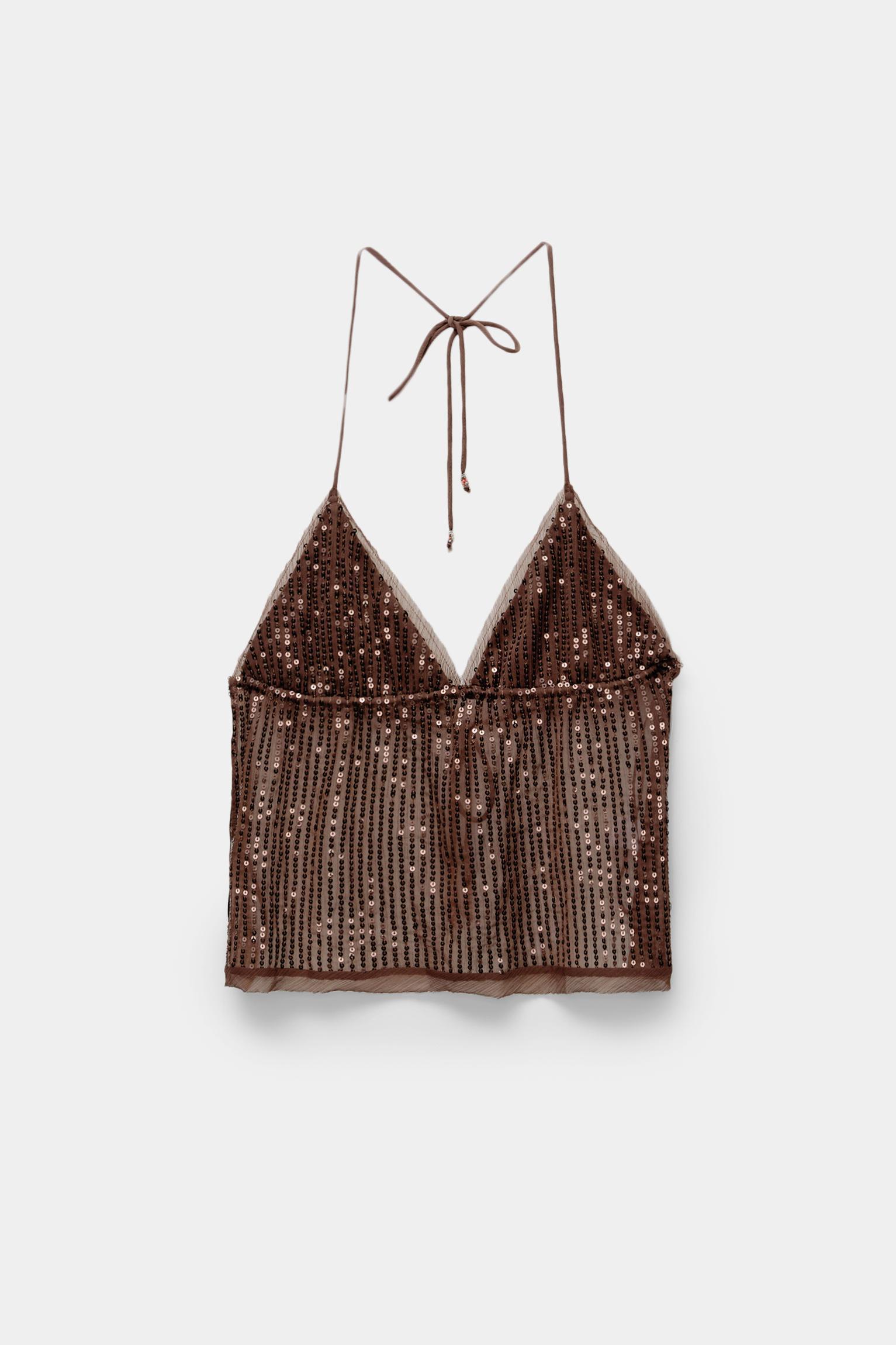Sequined halter neck top Product Image