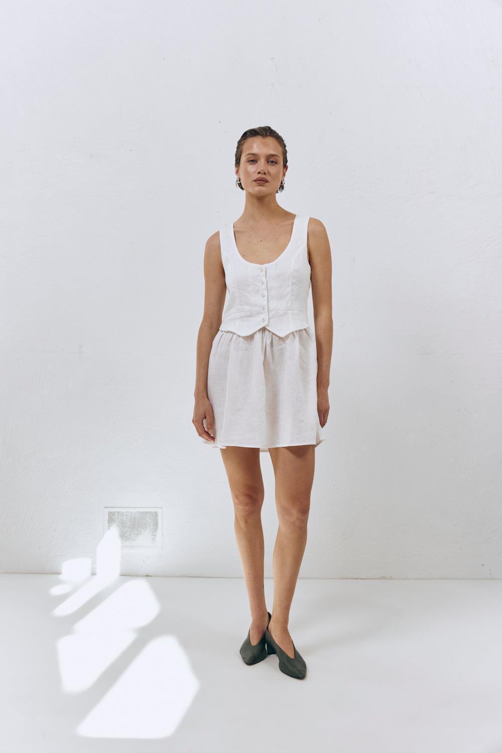 Ma Cherie Linen Mini Dress White Product Image