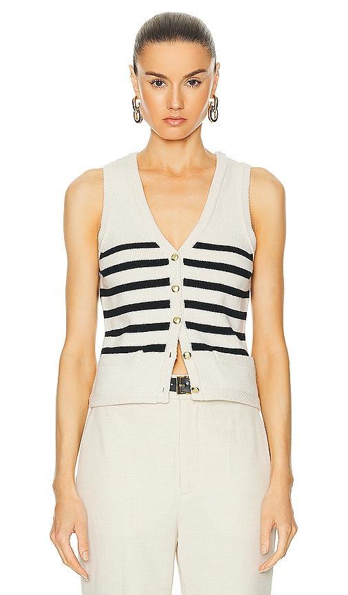 L'ACADEMIE By Marianna Calanth Striped Vest In Cream & Black Product Image