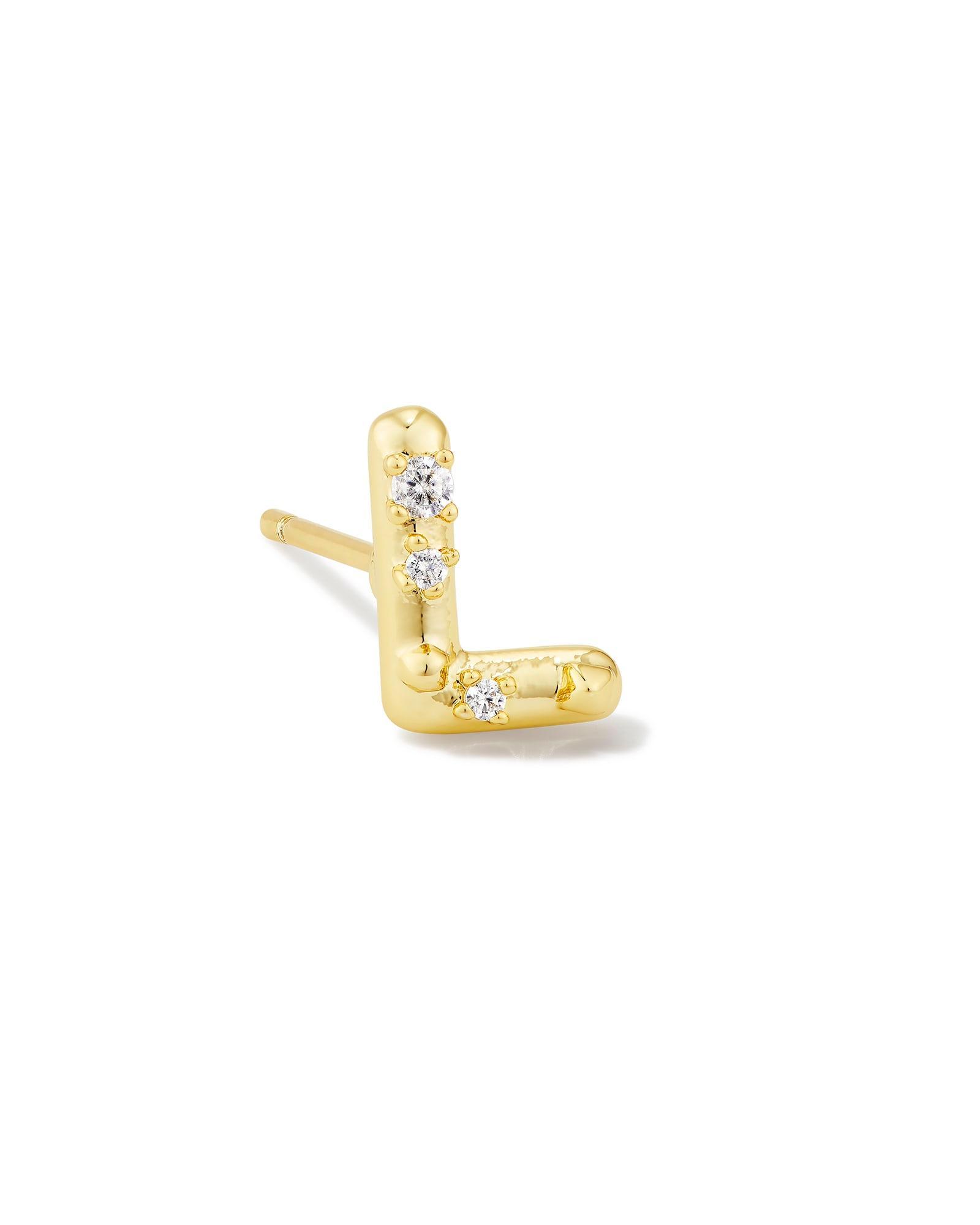 Austin Gold Single Stud Earring in White CZ Product Image