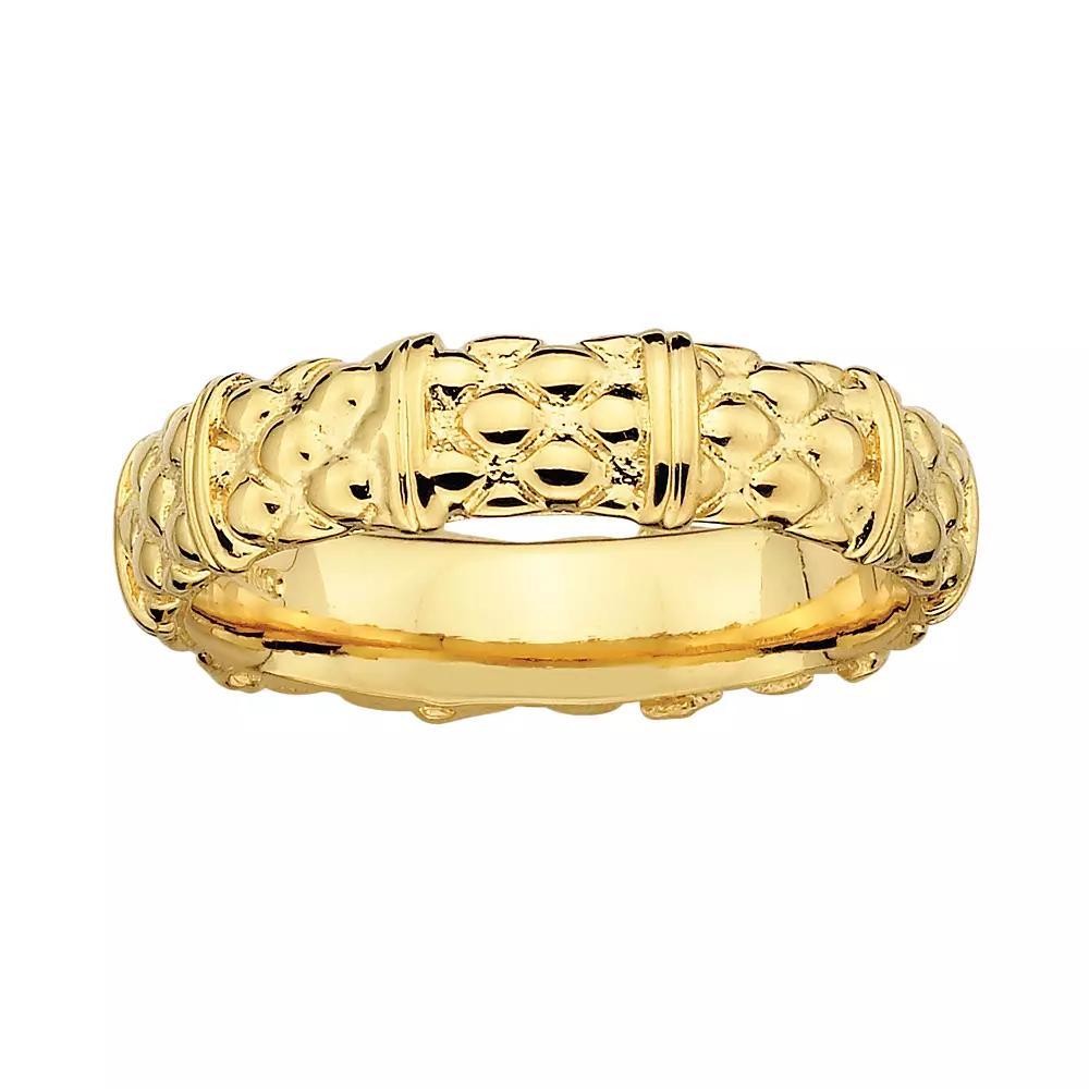 Stacks & Stones 18k Gold Over Silver Textured Stack Ring, Women's, Size: 10 Product Image