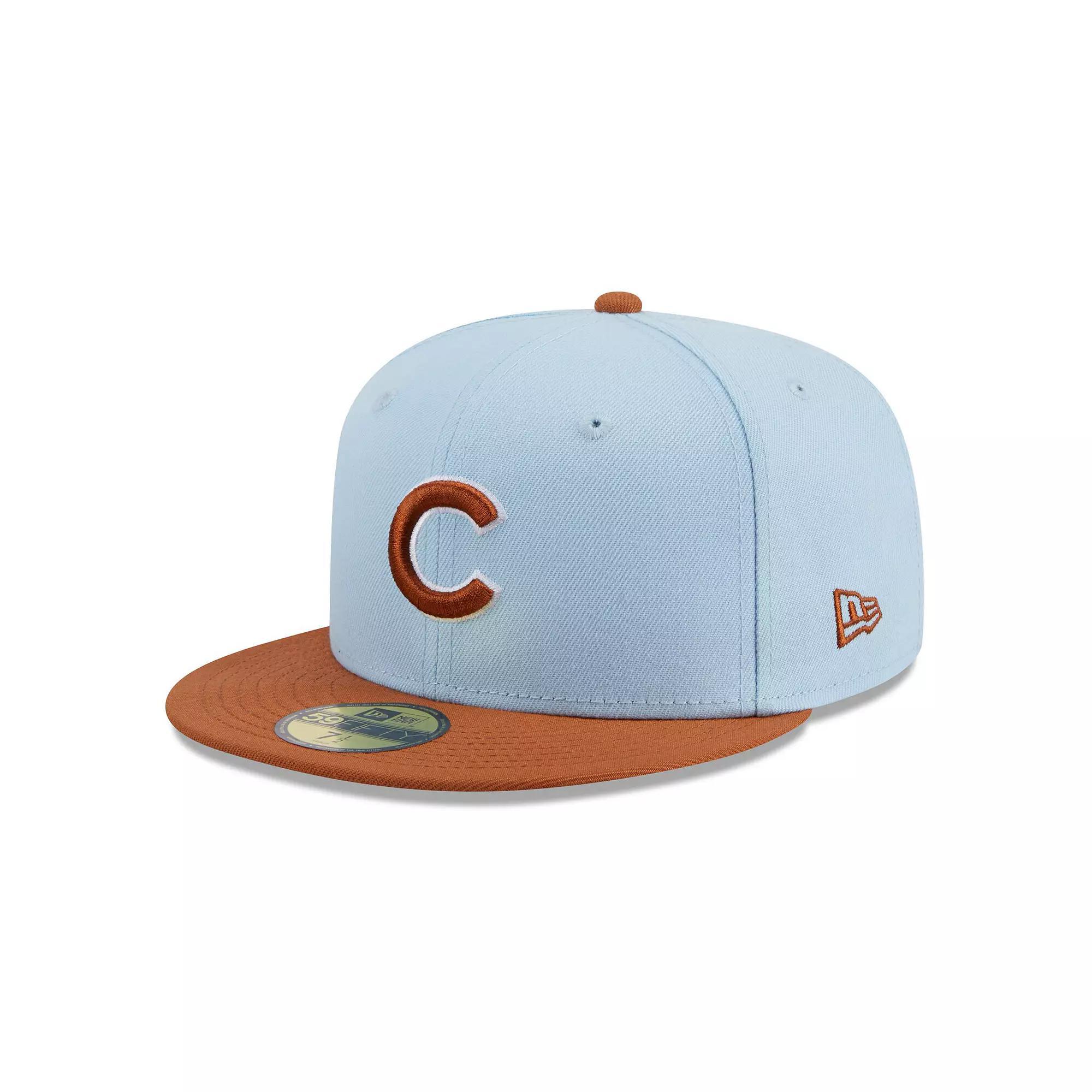 Men's New Era Light Blue/Brown Chicago Cubs Spring Color Basic Two-Tone 59FIFTY Fitted Hat, Size: 8 Product Image