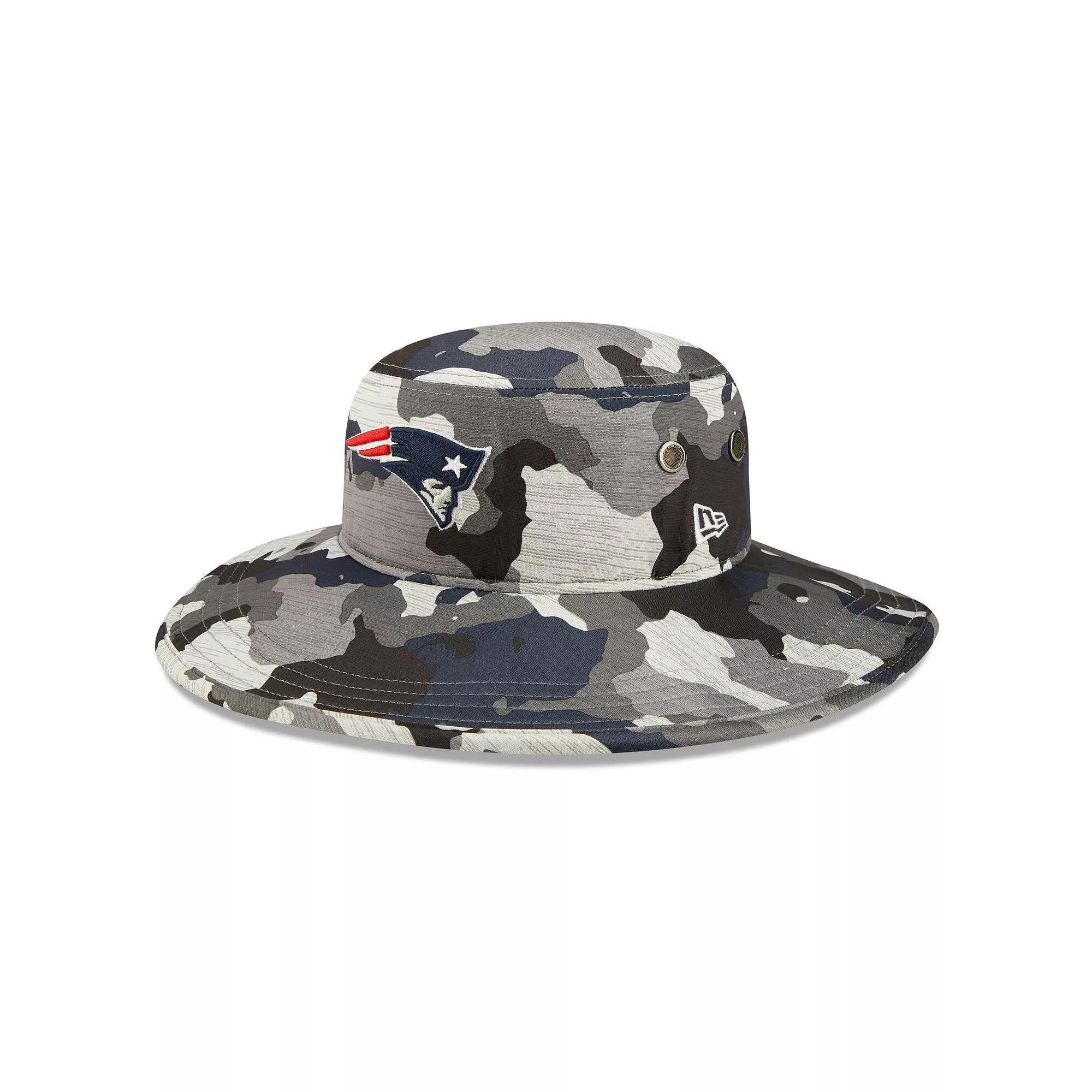 Men's New Era Camo New England Patriots 2022 NFL Training Camp Official Panama Bucket Hat, Green Product Image