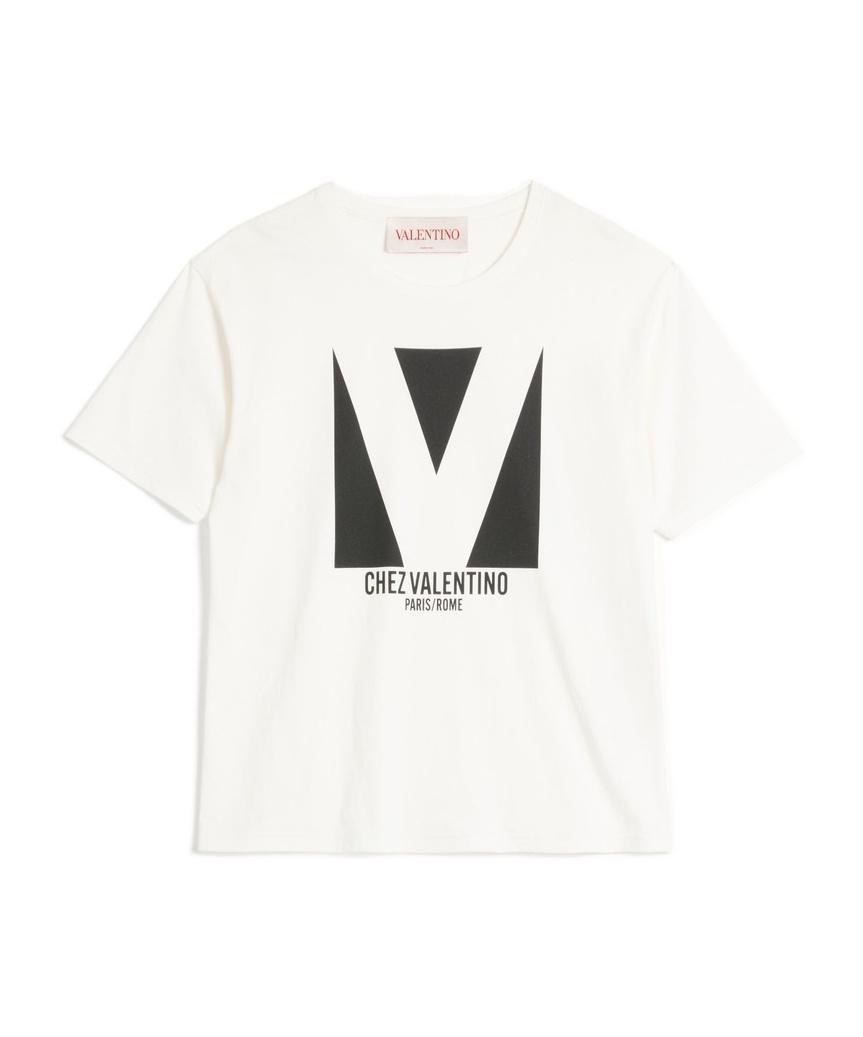VALENTINO Mens Avorio Logo-print Crew-neck Cotton-jersey T-shirt Product Image