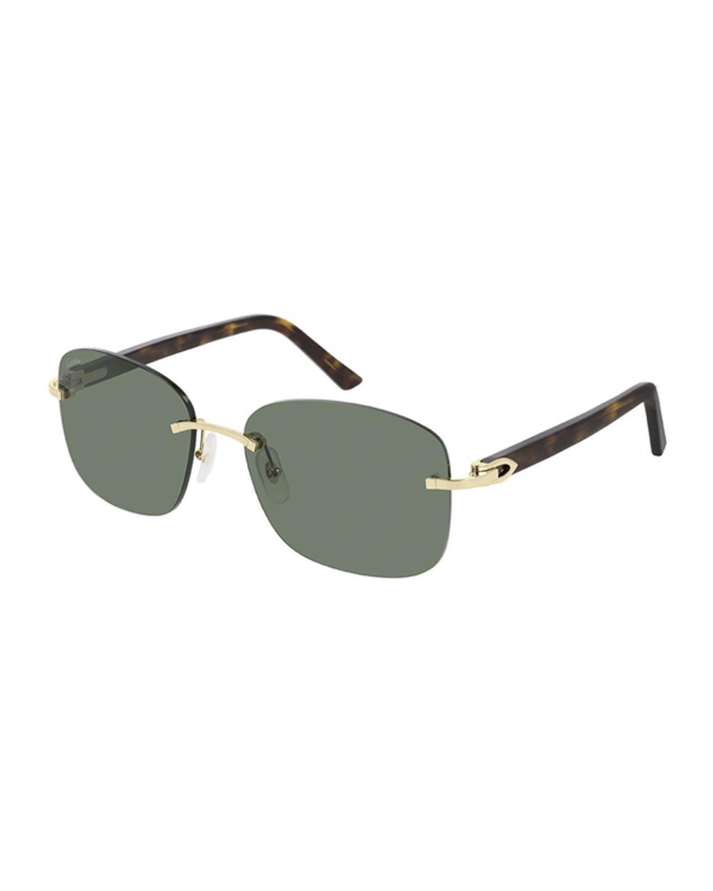 CARTIER Men's Rimless Square Tortoiseshell Sunglasses In Gold Product Image