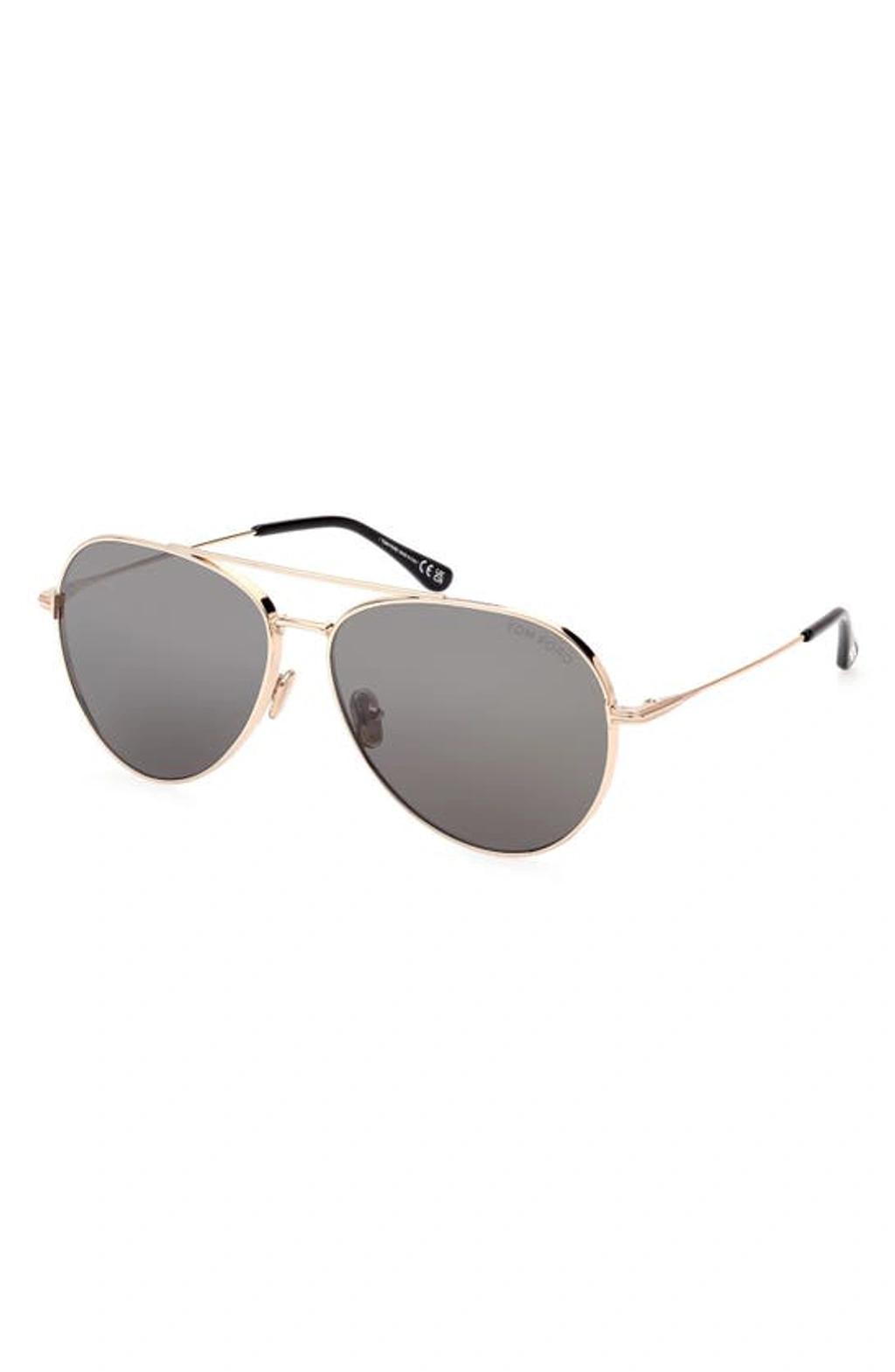 TOM FORD Dashel 62mm Pilot Sunglasses In Gold Smoke Product Image