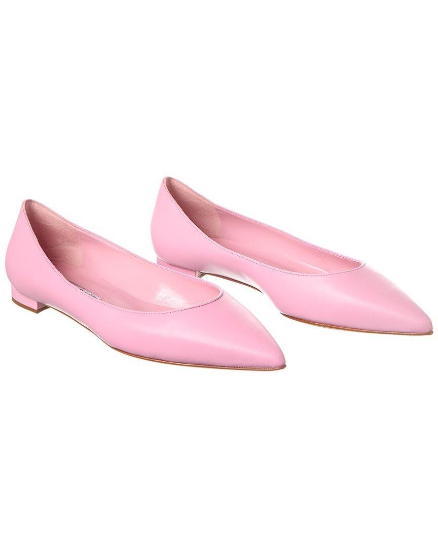 MANOLO BLAHNIK Kietta Leather Flat In Pink Product Image