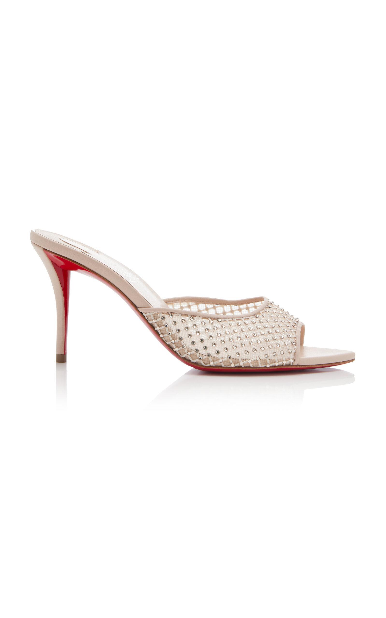 CHRISTIAN LOUBOUTIN Apostropha 80mm Crystal-embellished Leather Mules In Neutral Product Image