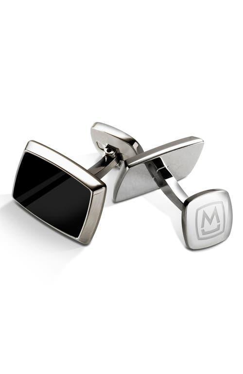 Mens Black Enamel Rectangle Cufflinks Product Image