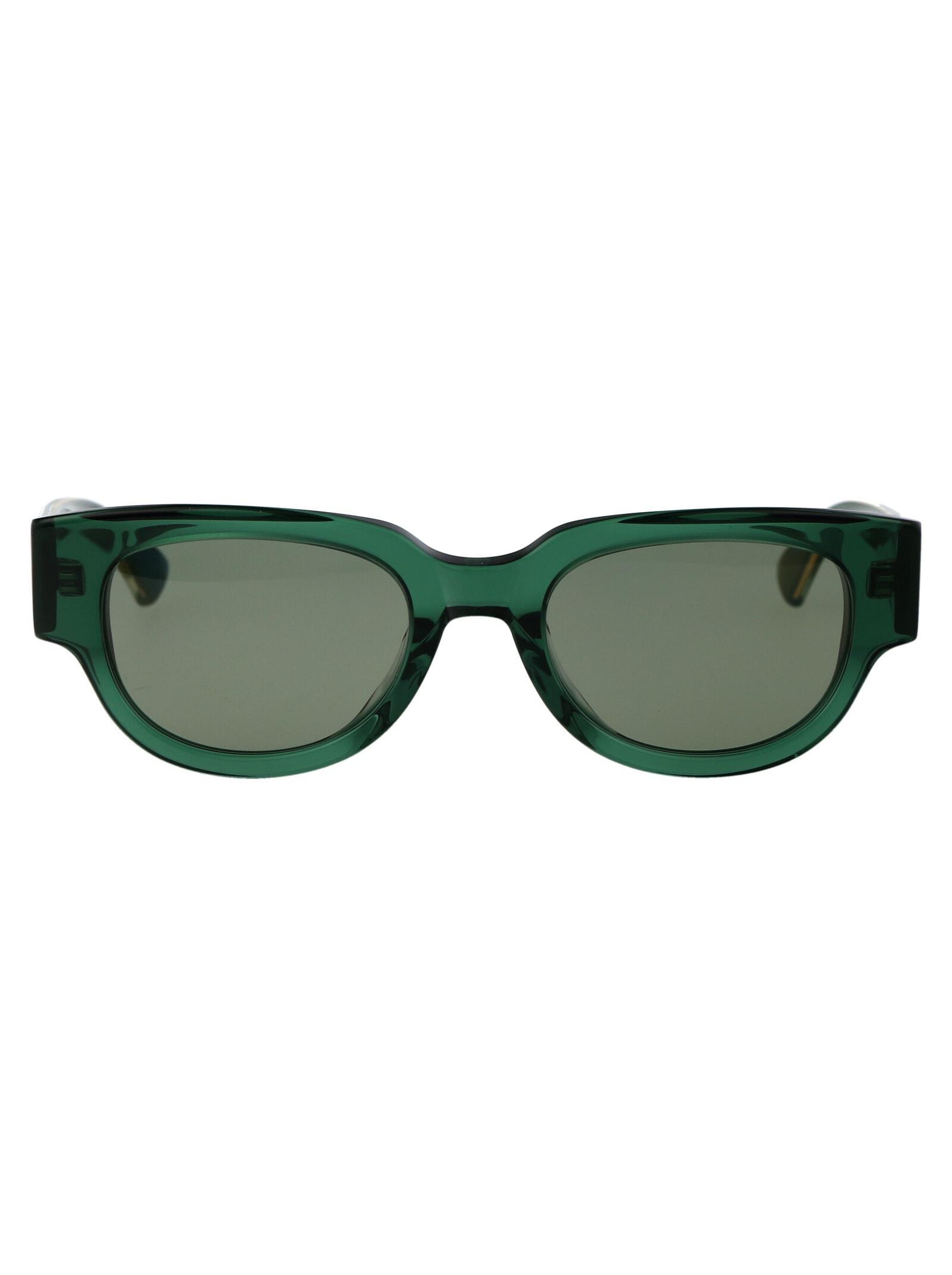 BOTTEGA VENETA Logo Sunglasses In 003 Green Crystal Green Product Image