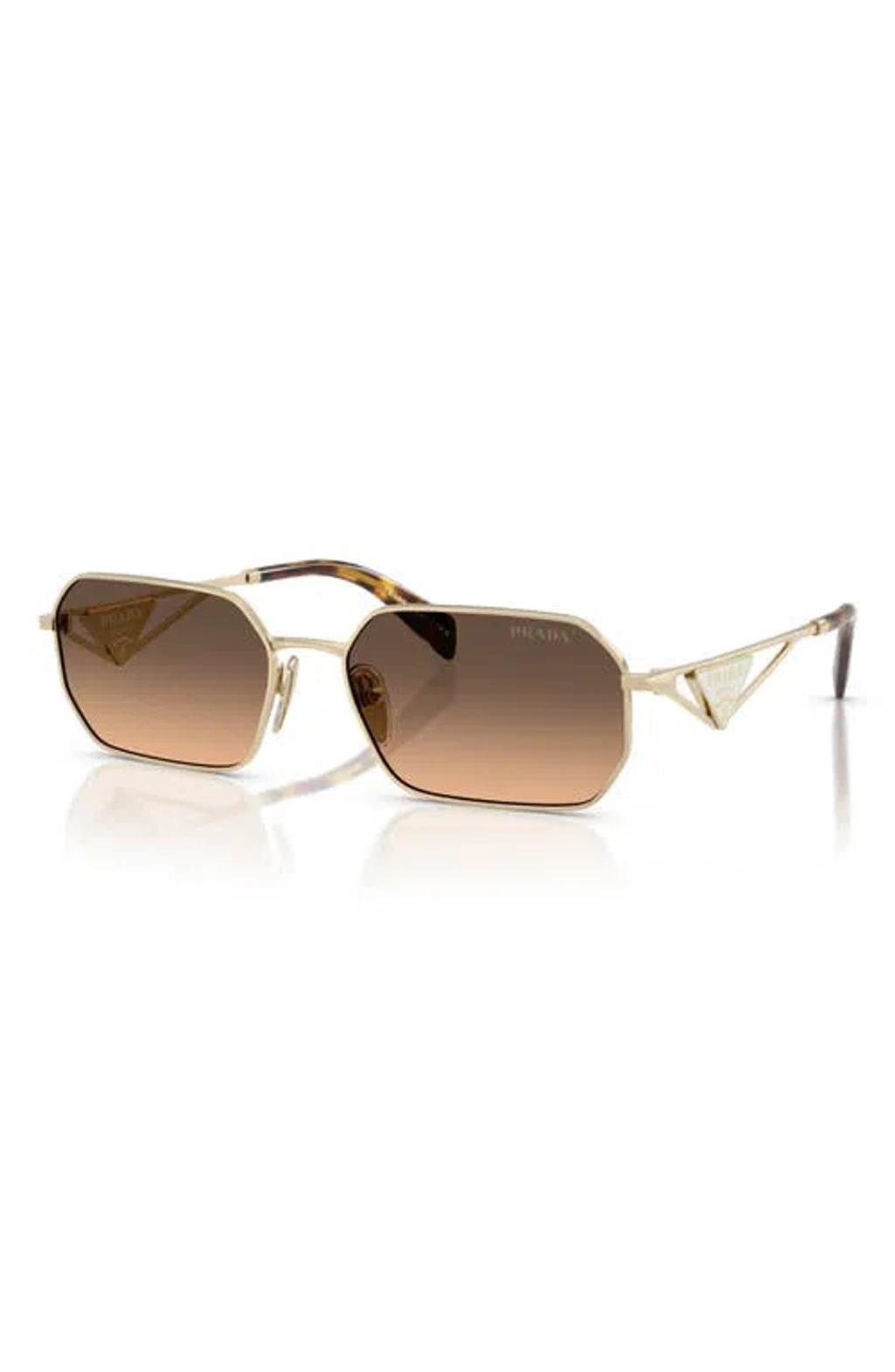 PRADA 58mm Gradient Rectangular Sunglasses In Pale Gold Product Image