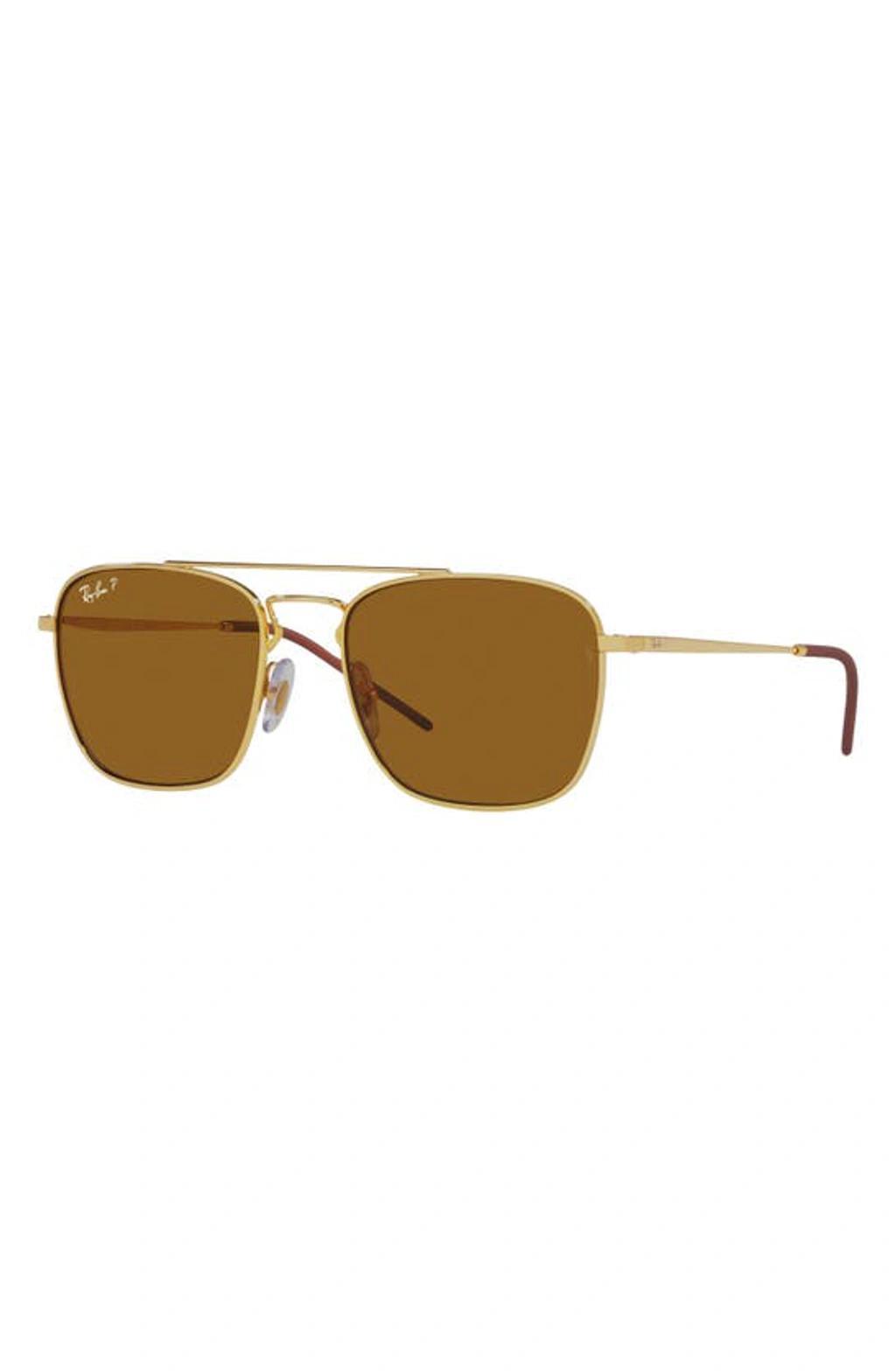 RAY BAN 55mm Polarized Square Sunglasses In Gold Flash Product Image