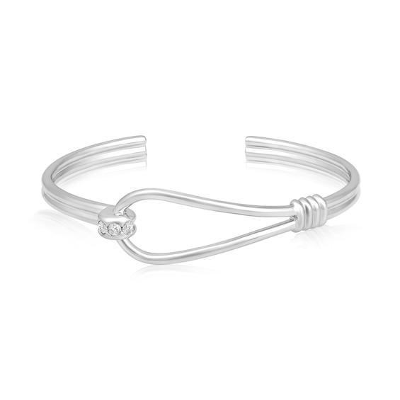 Men's 1/4 CT. T.w. Diamond Sideways Slip Knot Cuff in Sterling Silver - 8.0" Product Image