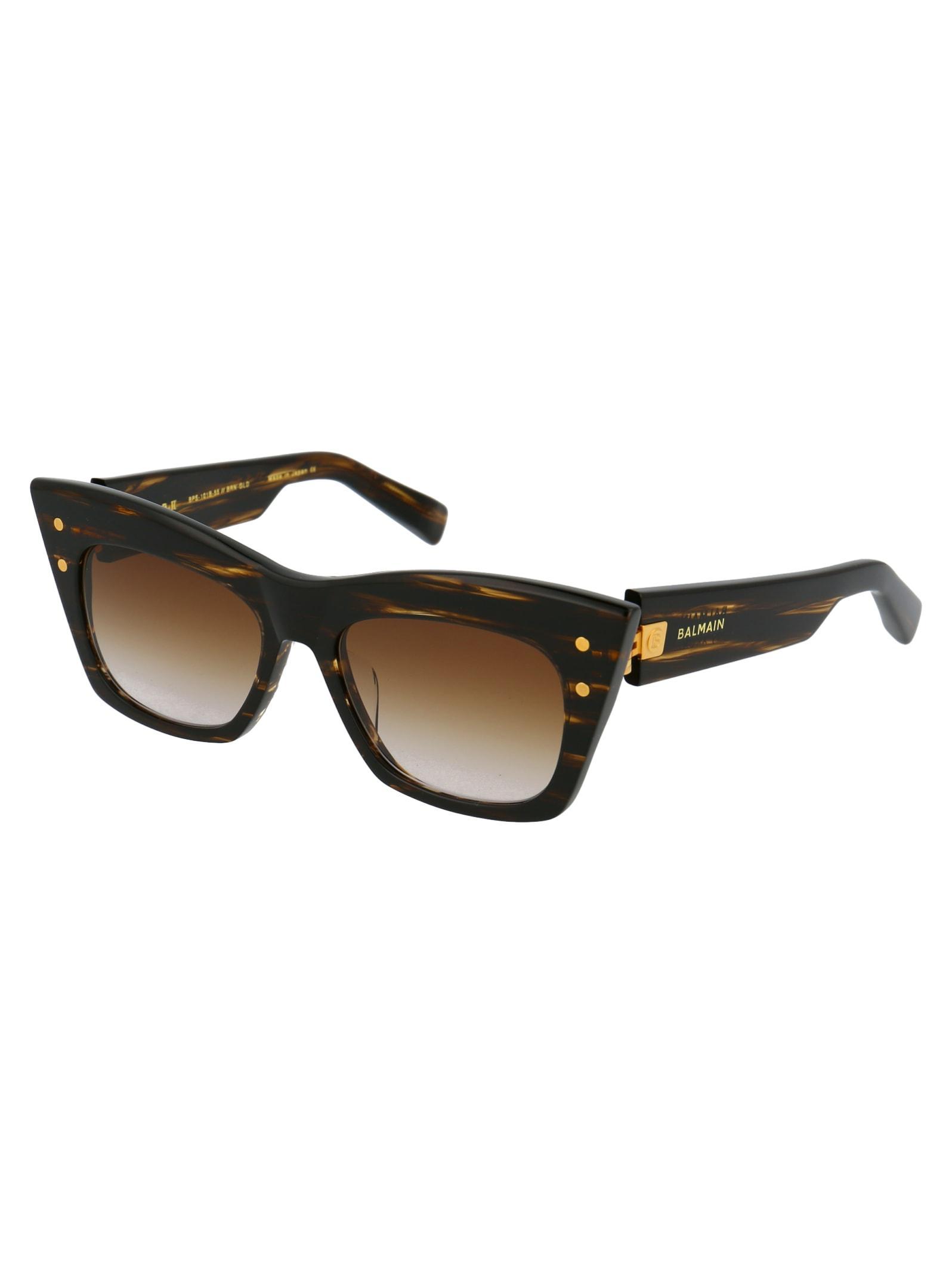 BALMAIN B-ii Sunglasses In Dark Brown Swirl Gold W/dark Brown To Clear Ar Product Image