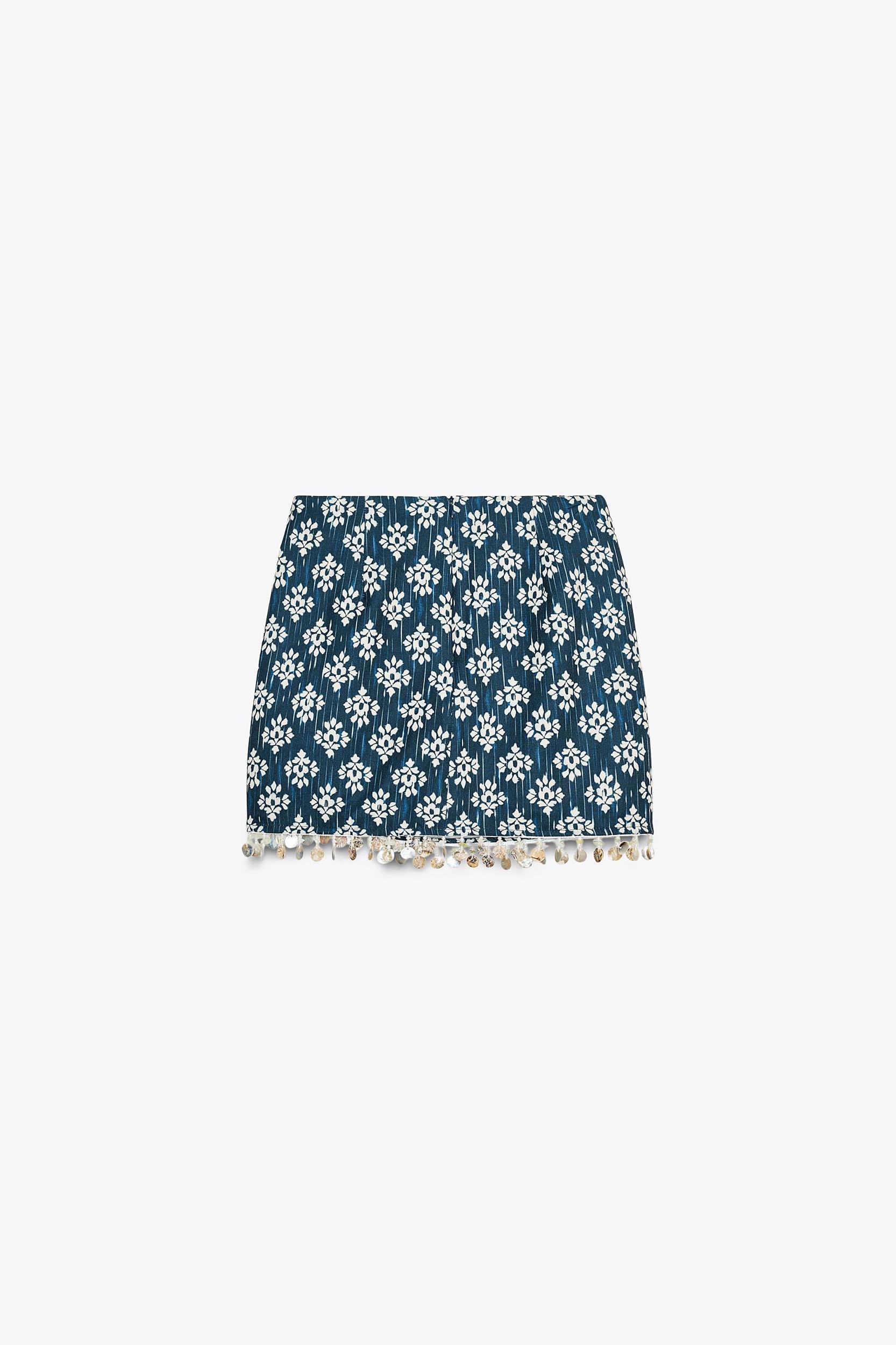 BEADED PRINTED SKORT Product Image