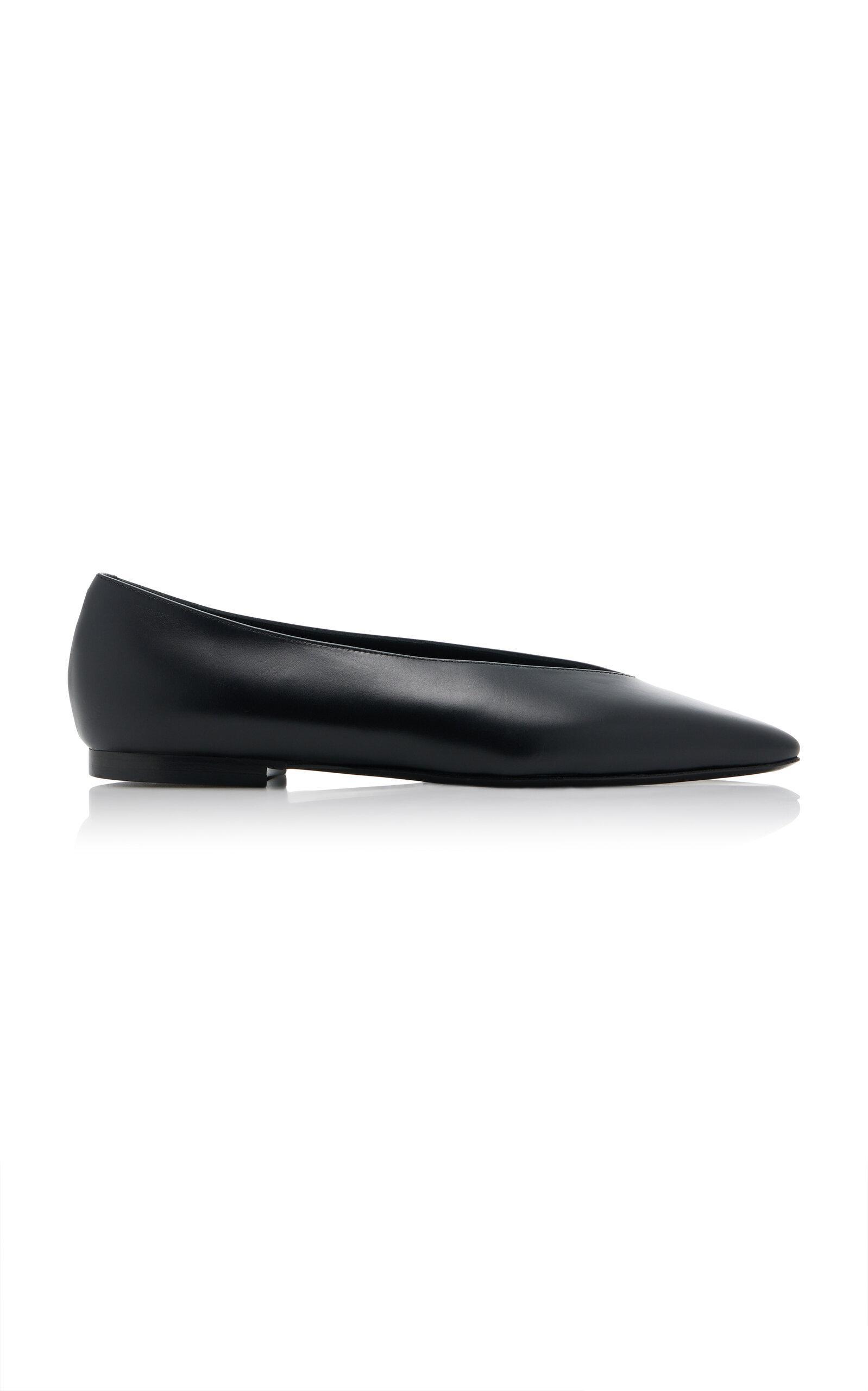 PRADA Cutout Leather Flats In Black Product Image