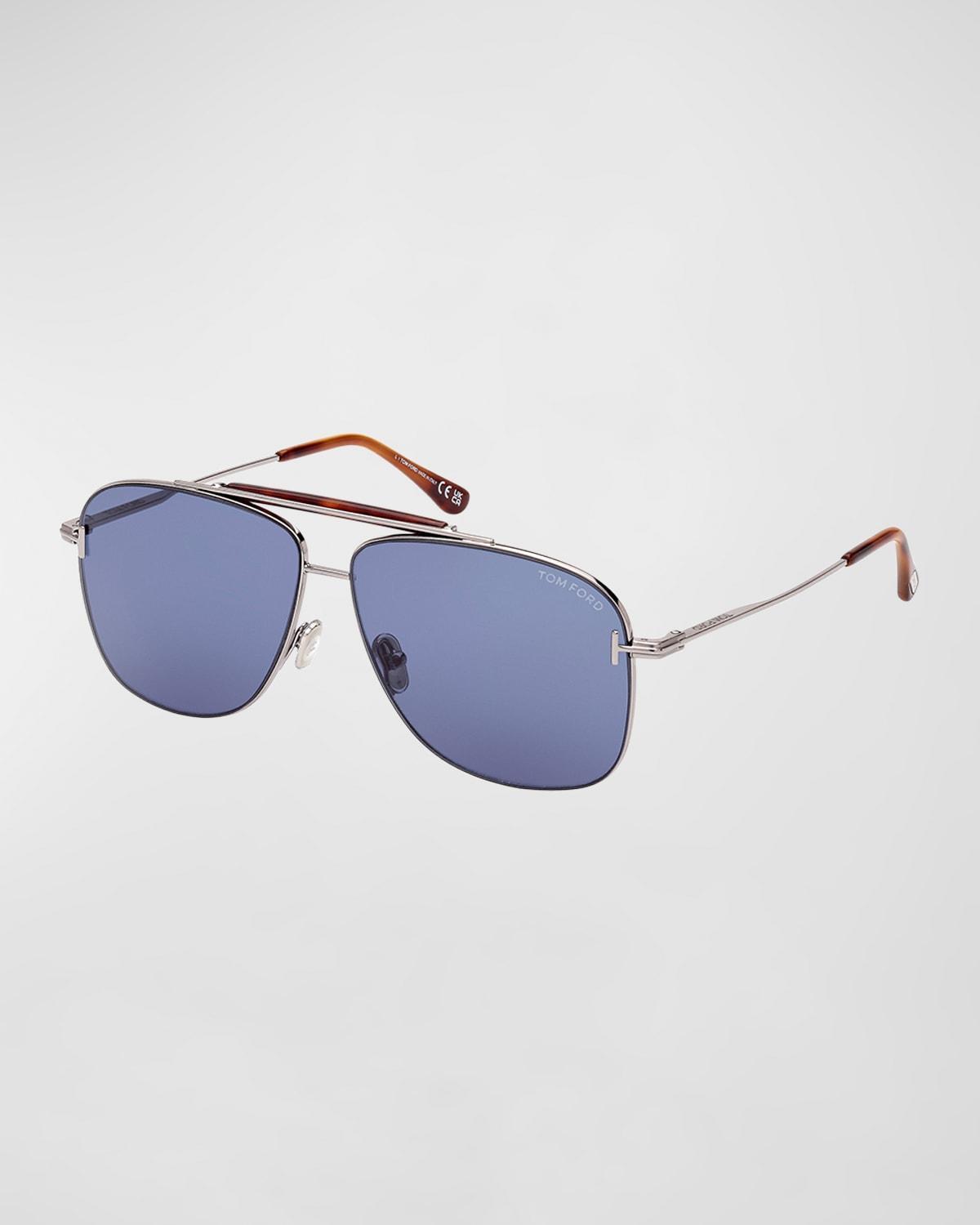 Mens Jaden T Logo Metal Aviator Sunglasses Product Image